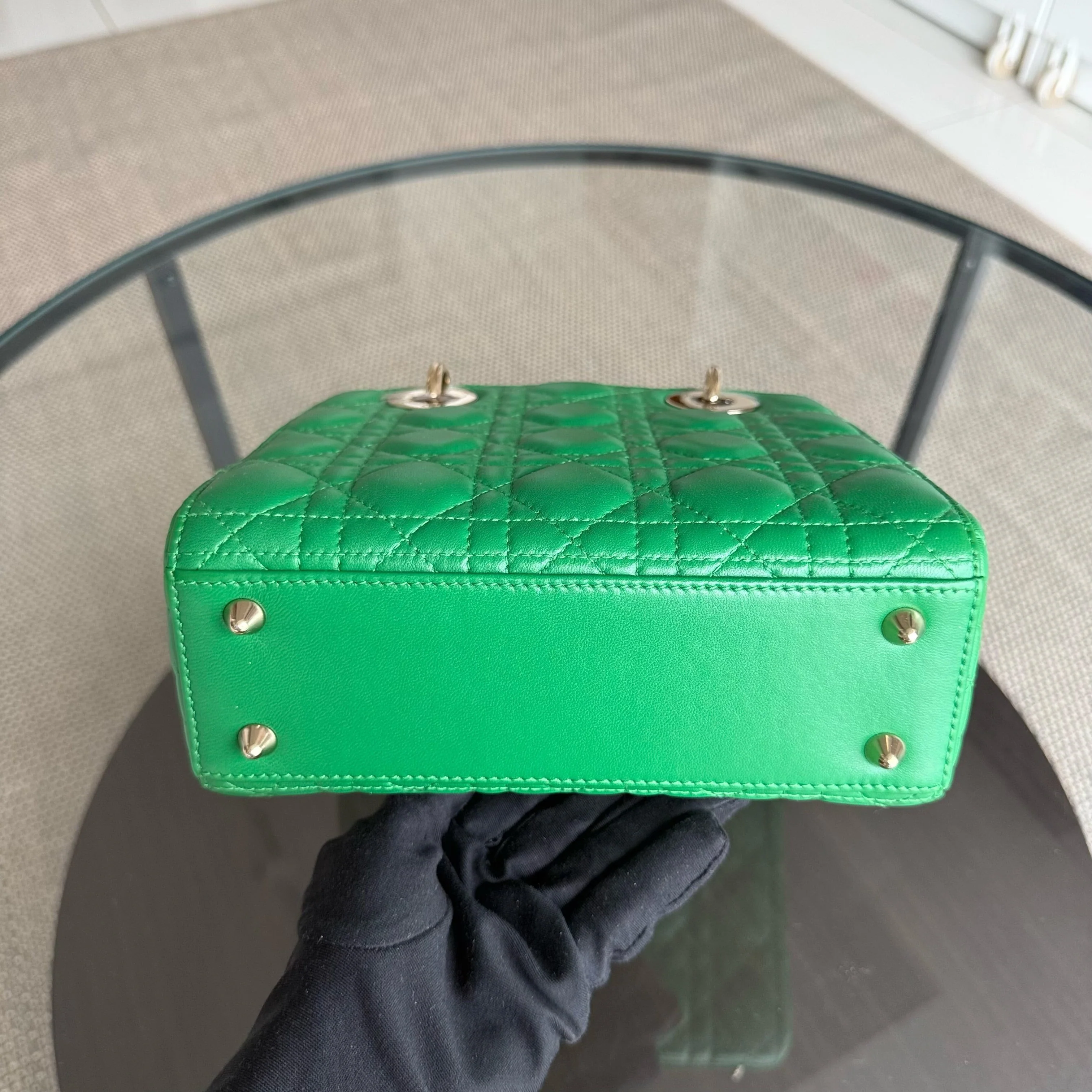 Dior Lady Small Flap - Cannage Lambskin Green Gold Hardware