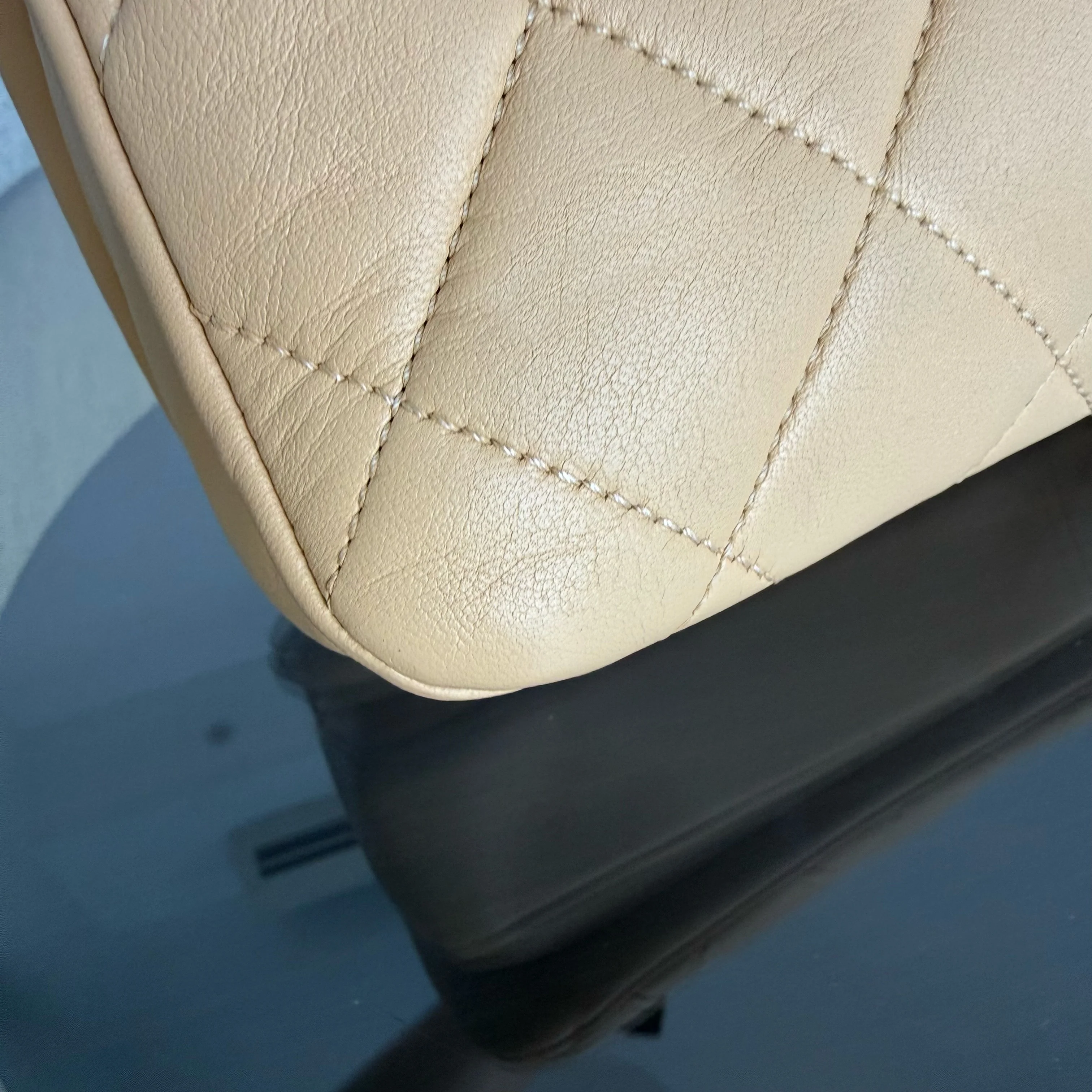 Chanel Trendy CC 30CM - Quilted Lambskin Beige Gold Hardware Series 26