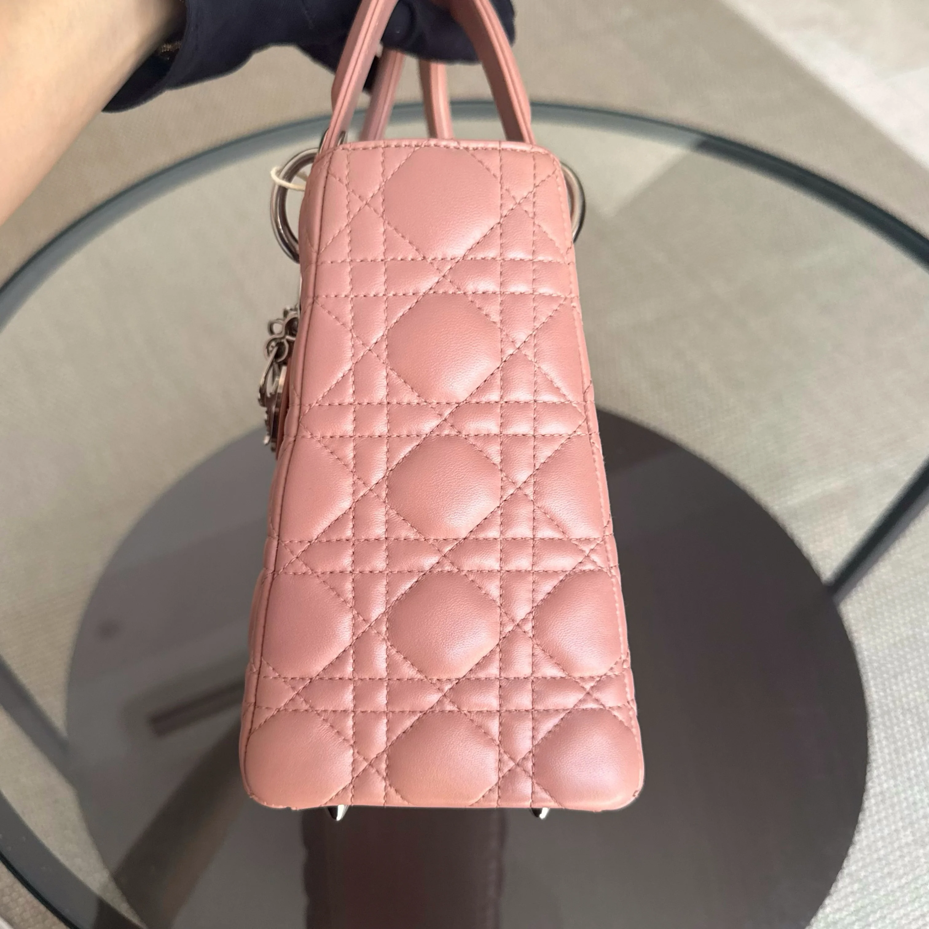 Dior Lady Medium - Cannage Lambskin Blush Gold Hardware Strap