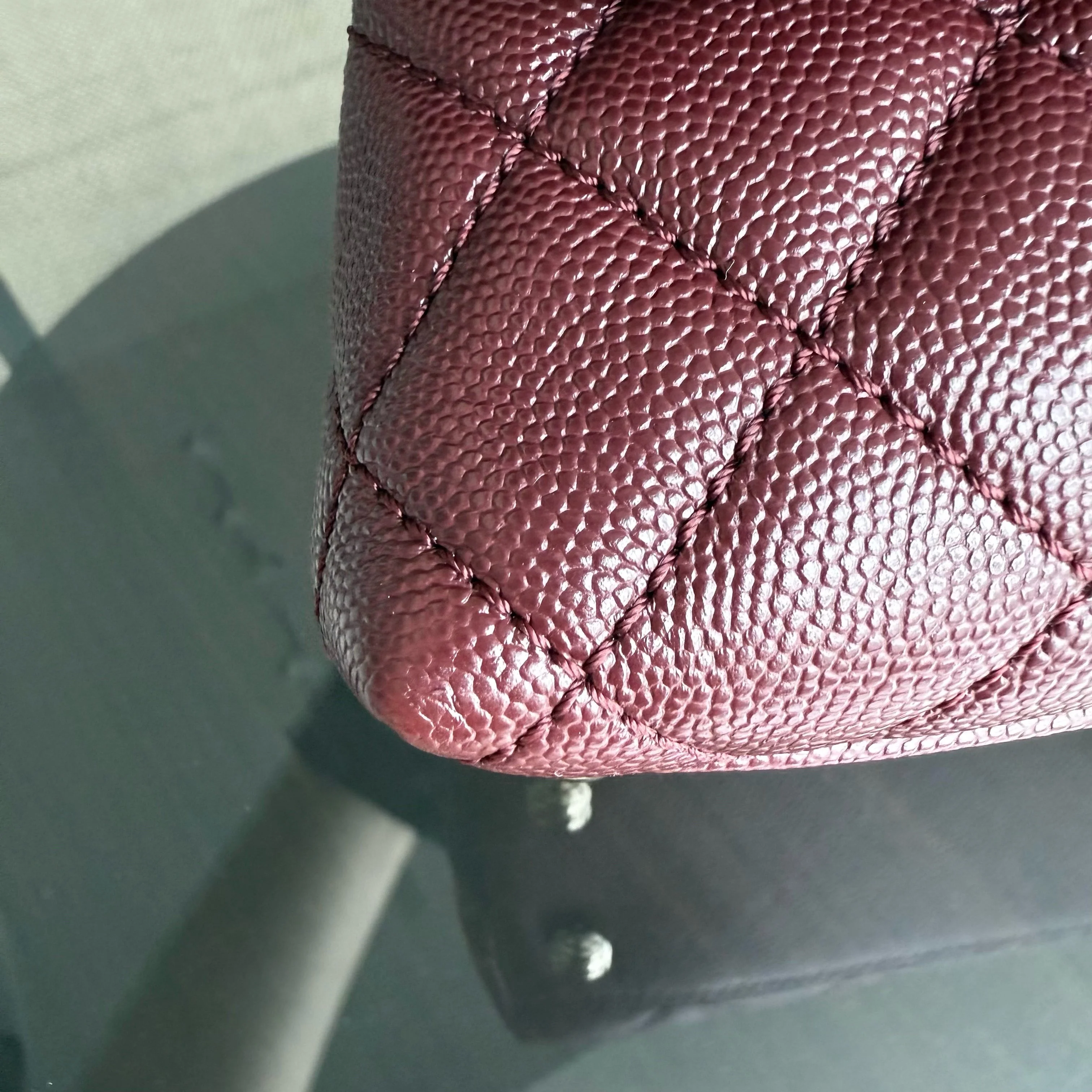 Chanel Coco Handle Small - Caviar Quilted Grained Calfskin Dark Red Burgundy Gold Hardware Series 30