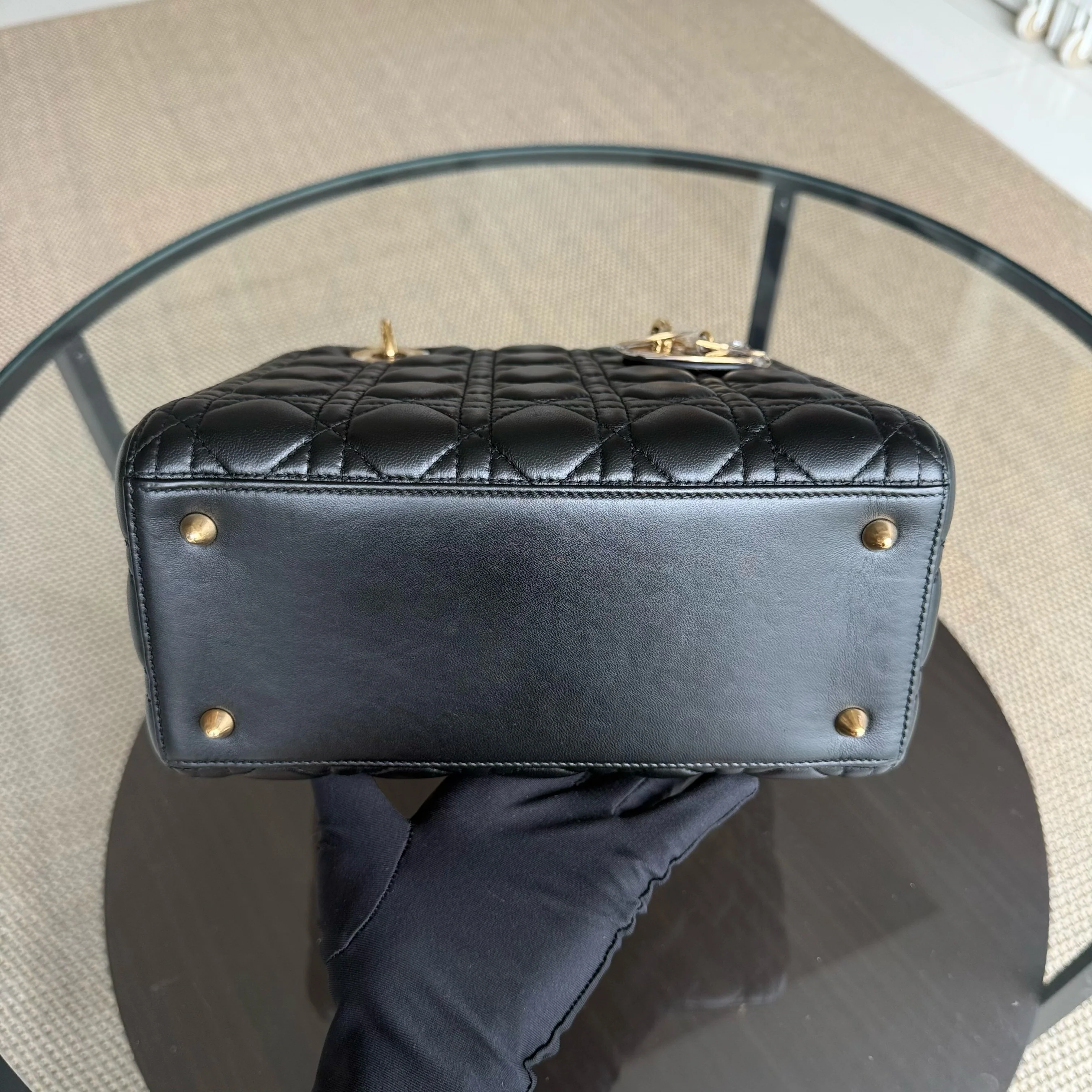 Dior Lady Medium - Cannage Lambskin Black Gold Hardware NO STRAP