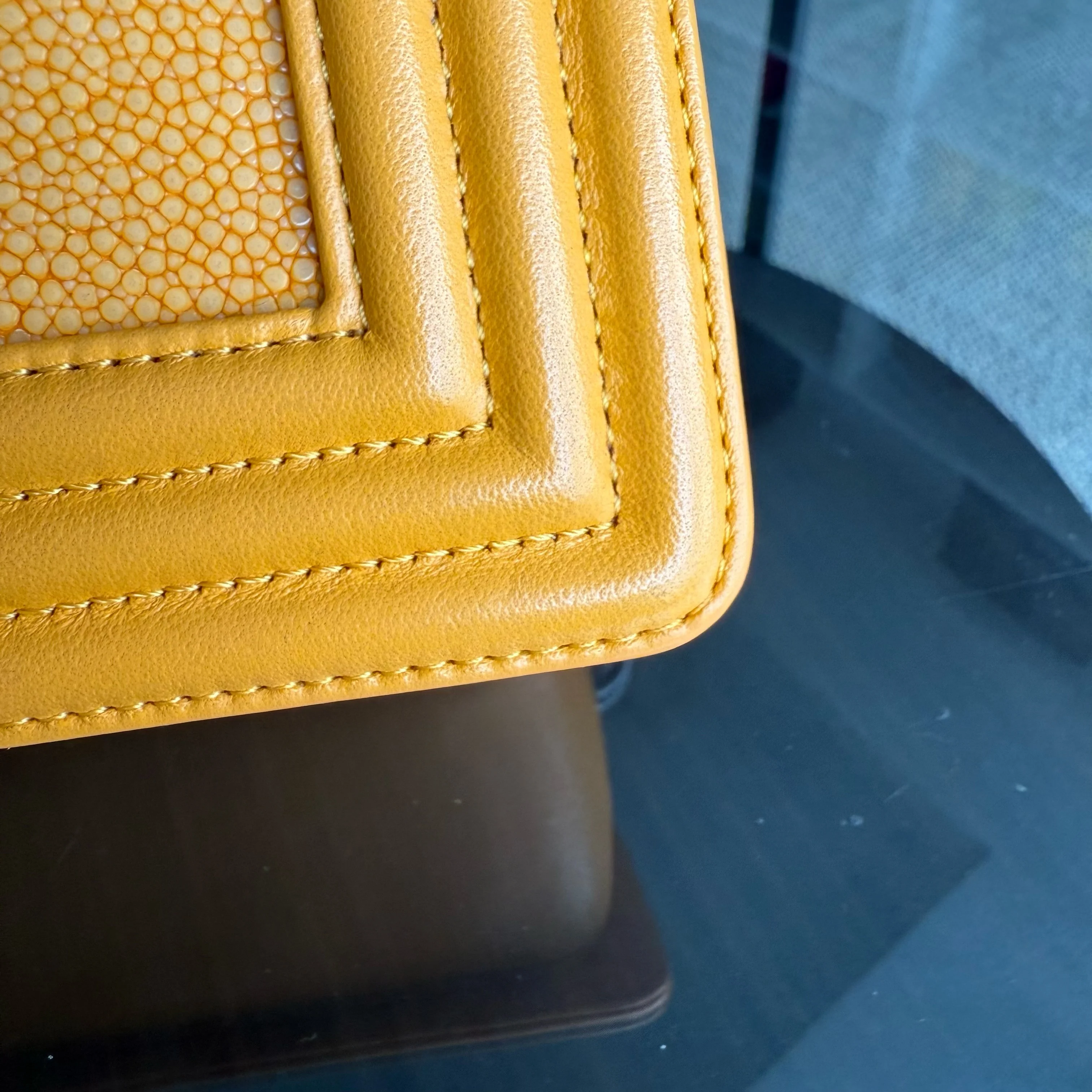 Chanel Boy Small - Small Stingray Yellow Mustard Ruthenium Silver Hardware Series 21