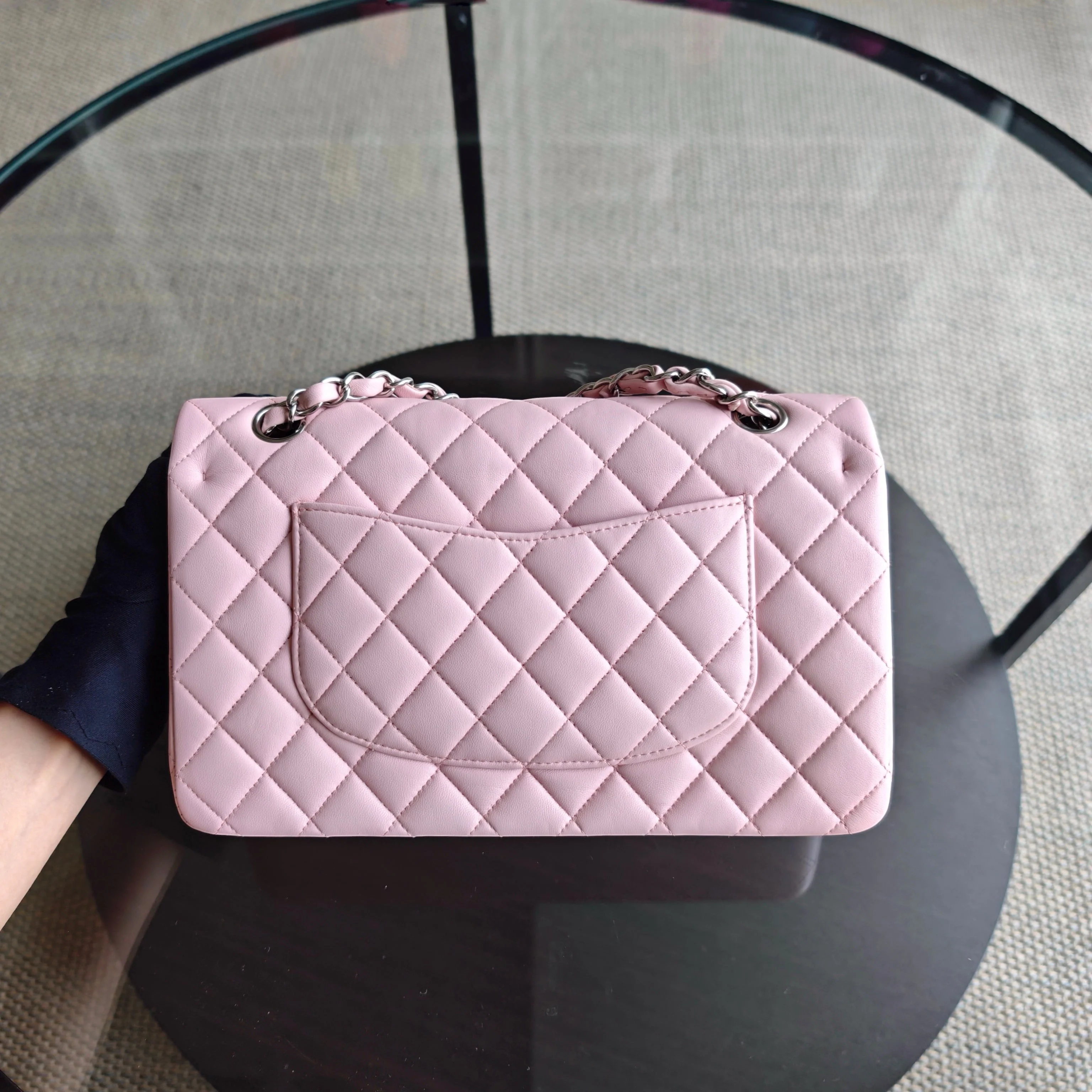 Chanel Classic Flap Medium - 25CM Quilted Lambskin Light Sakura Pink Silver Hardware Series 25