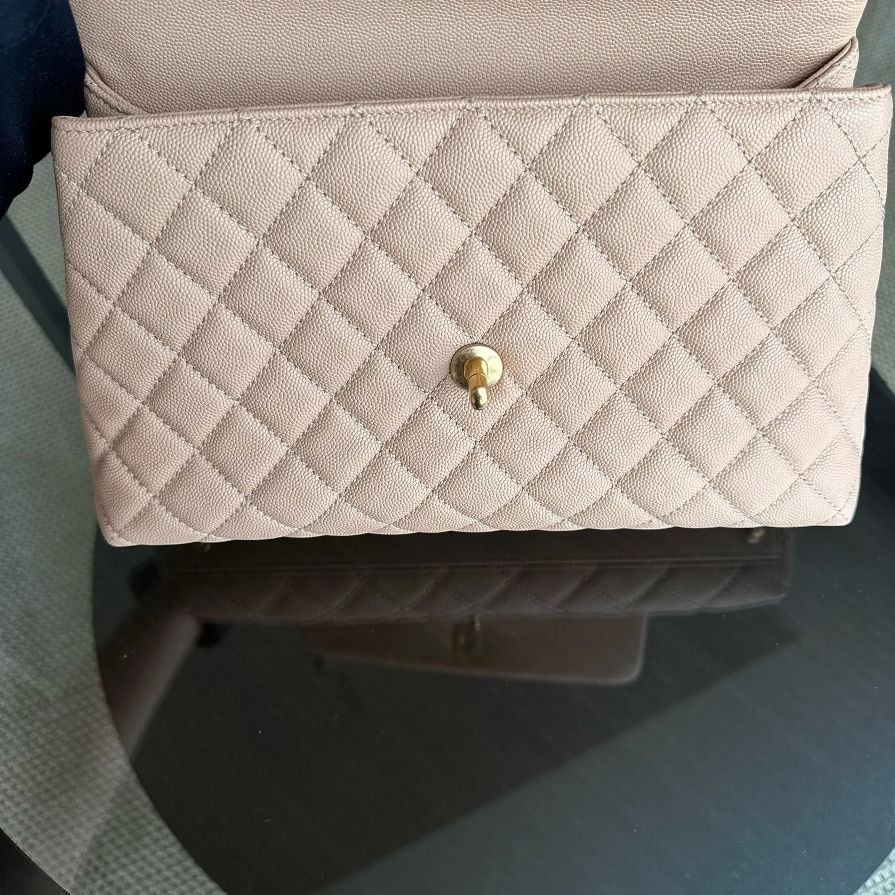 Chanel Coco Handle Medium - Caviar Quilted Beige Gold Hardware