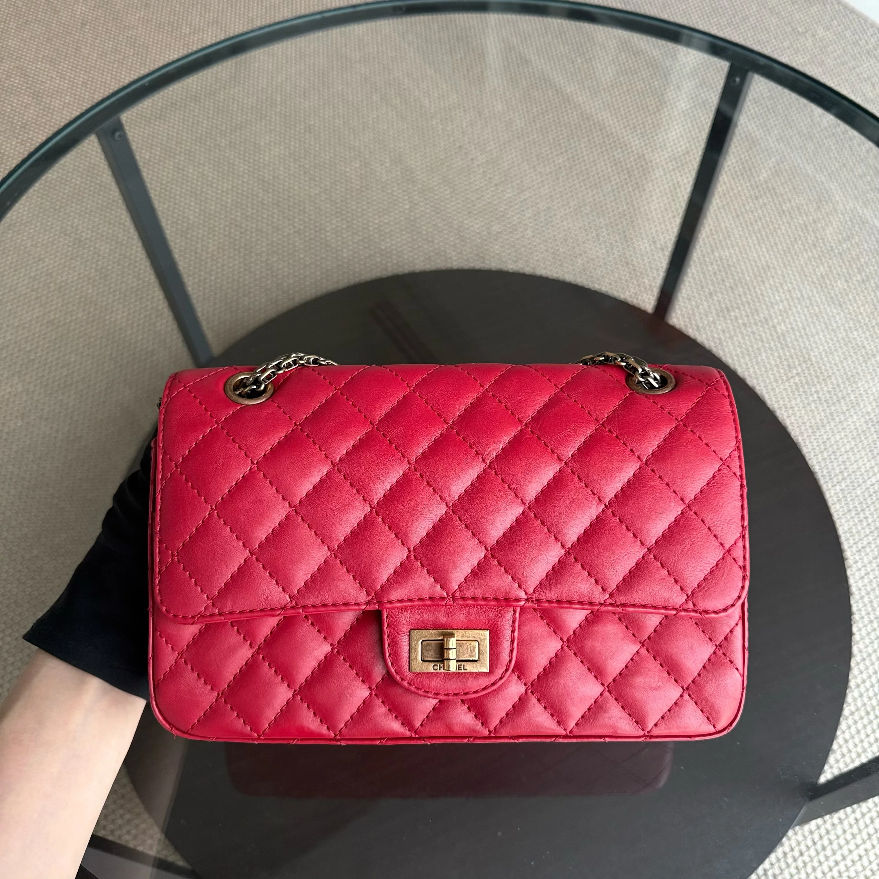 Chanel 2.55 Reissue 225 - Calfskin 24CM Quilted Red Ruthenium Gold Hardware Series 23