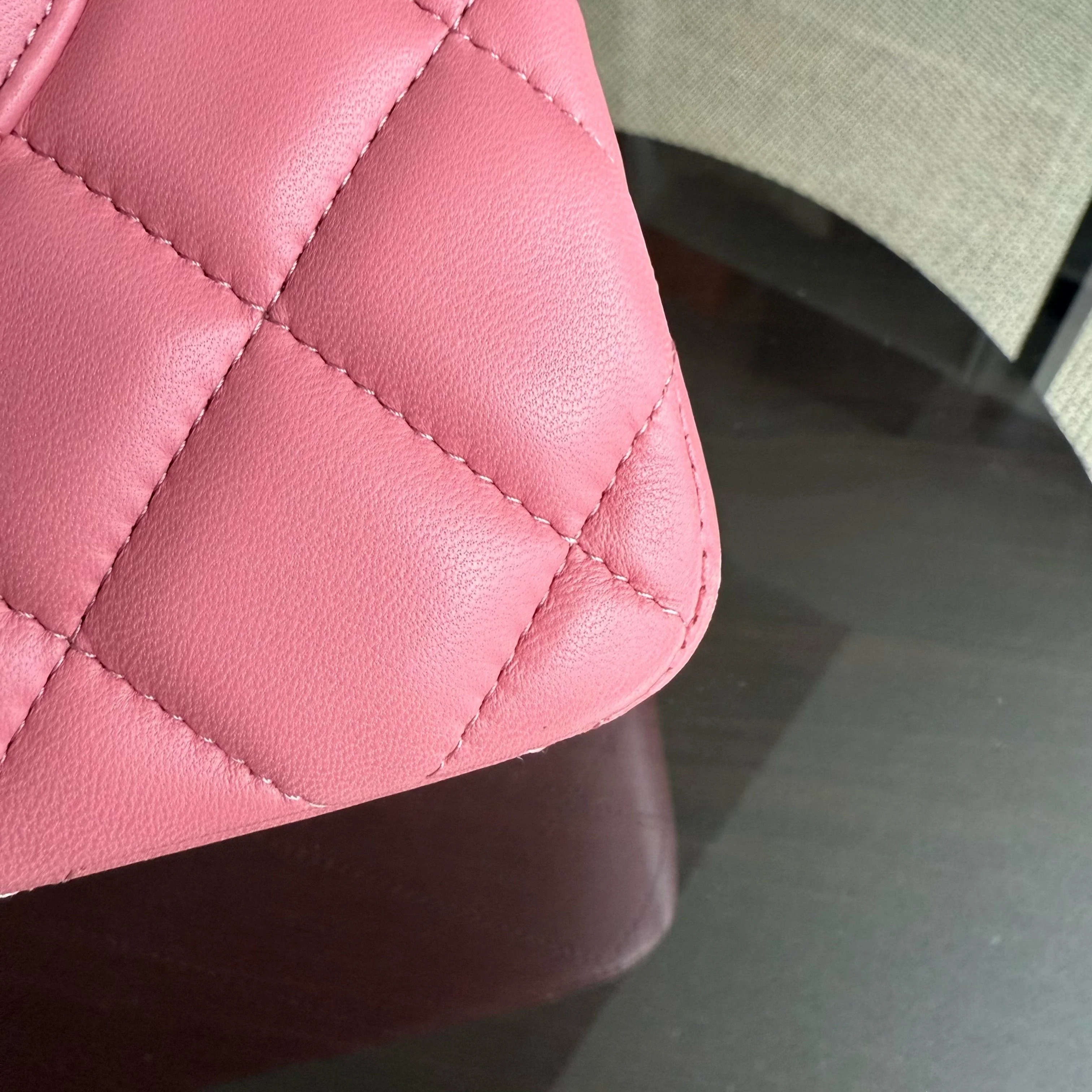 Chanel Classic Flap Jumbo - Double Flap 30CM Quilted Lambskin Sakura Pink Silver Hardware Series 18