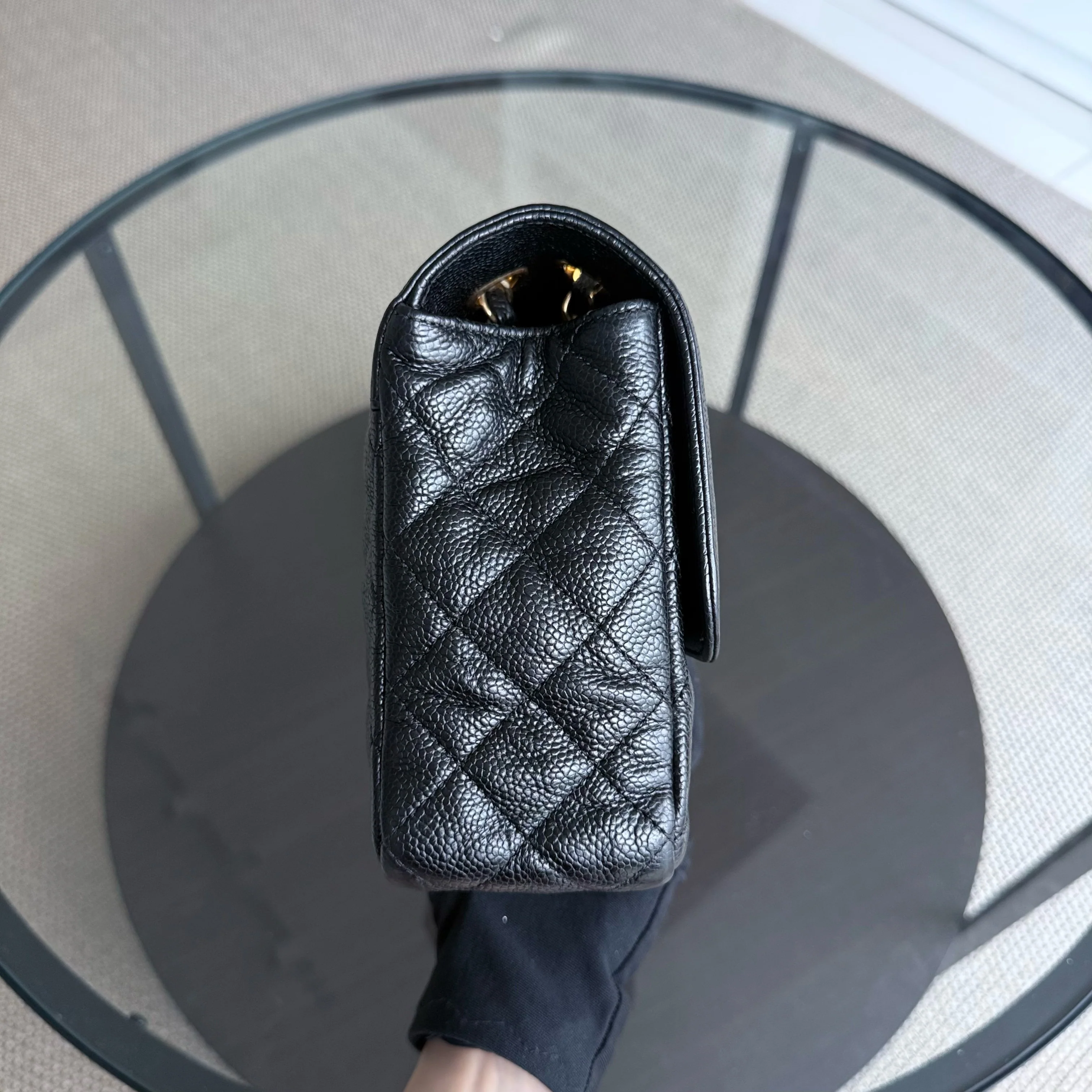 Chanel Seasonal Two-Tone Flap - Caviar 28CM Quilted Black Gold Hardware Series 21