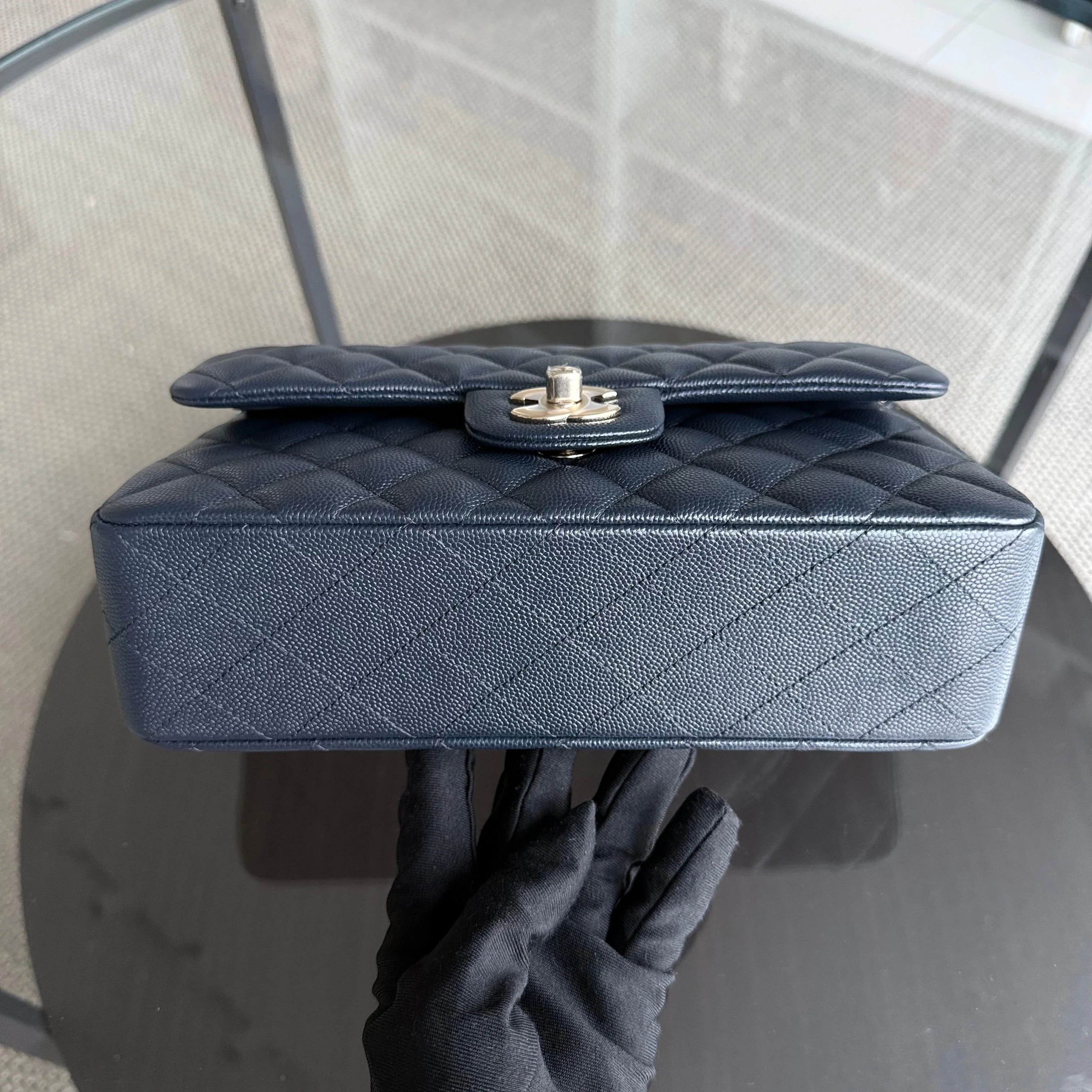 Chanel Classic Flap Small - Caviar 23CM Quilted Dark Midnight Blue Gold Hardware Series 27