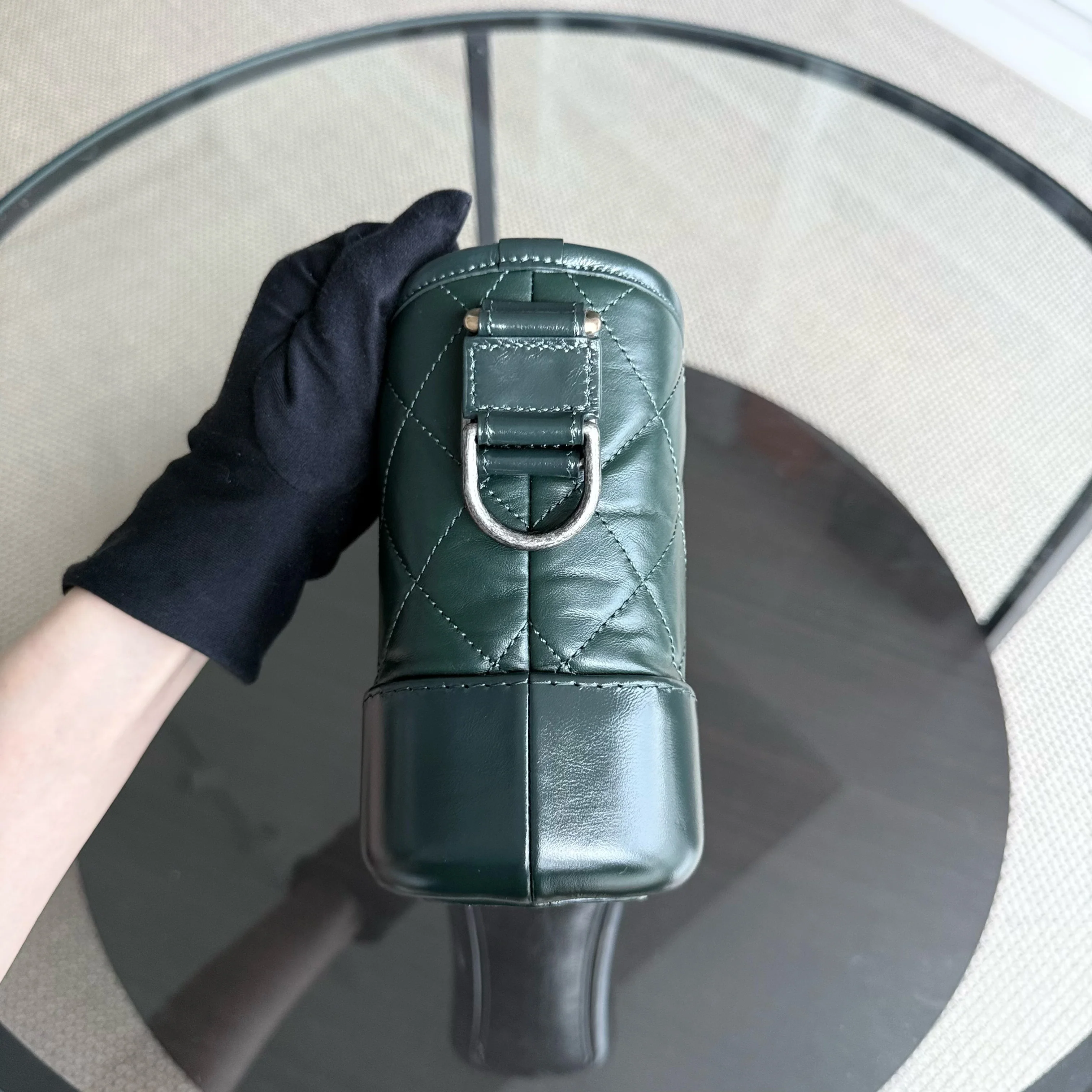 Chanel Gabrielle Small - Quilted Calfskin Dark Green Gold Hardware Series 26