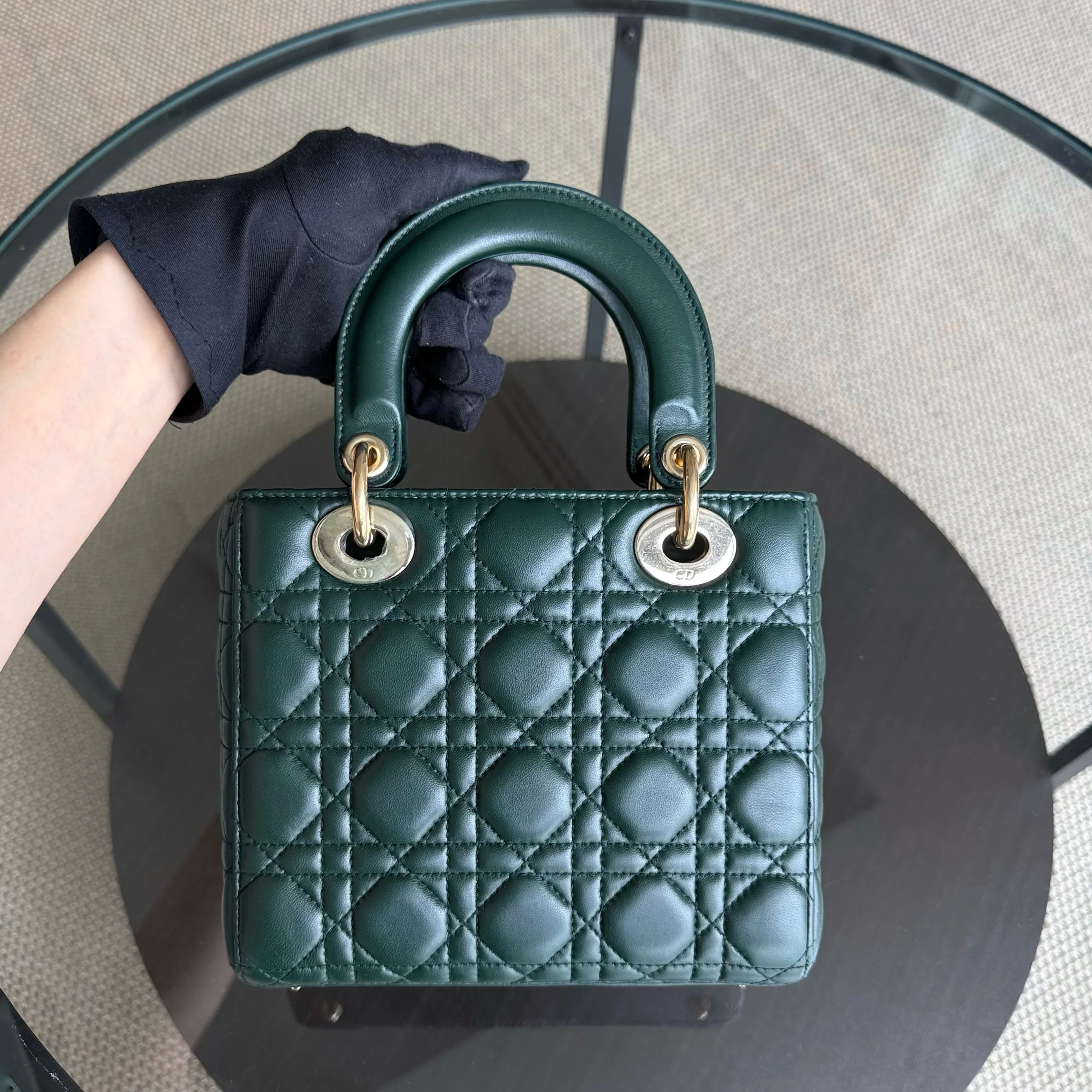 Dior Lady Small ABC - Cannage Lambskin Dark Green Gold Hardware MyABC