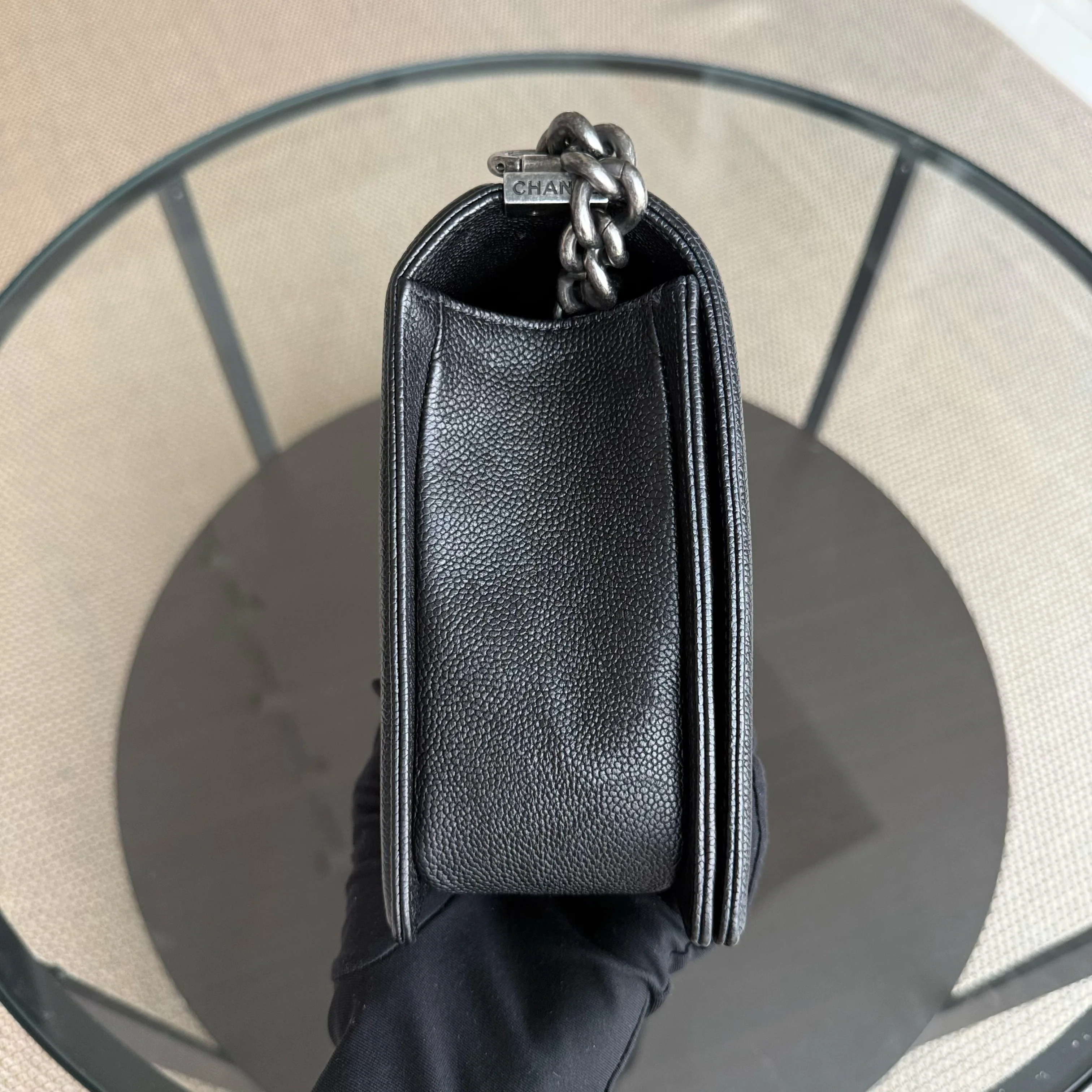 Chanel Boy Medium - Caviar 28CM New Medium Quilted Black Ruthenium Silver Hardware