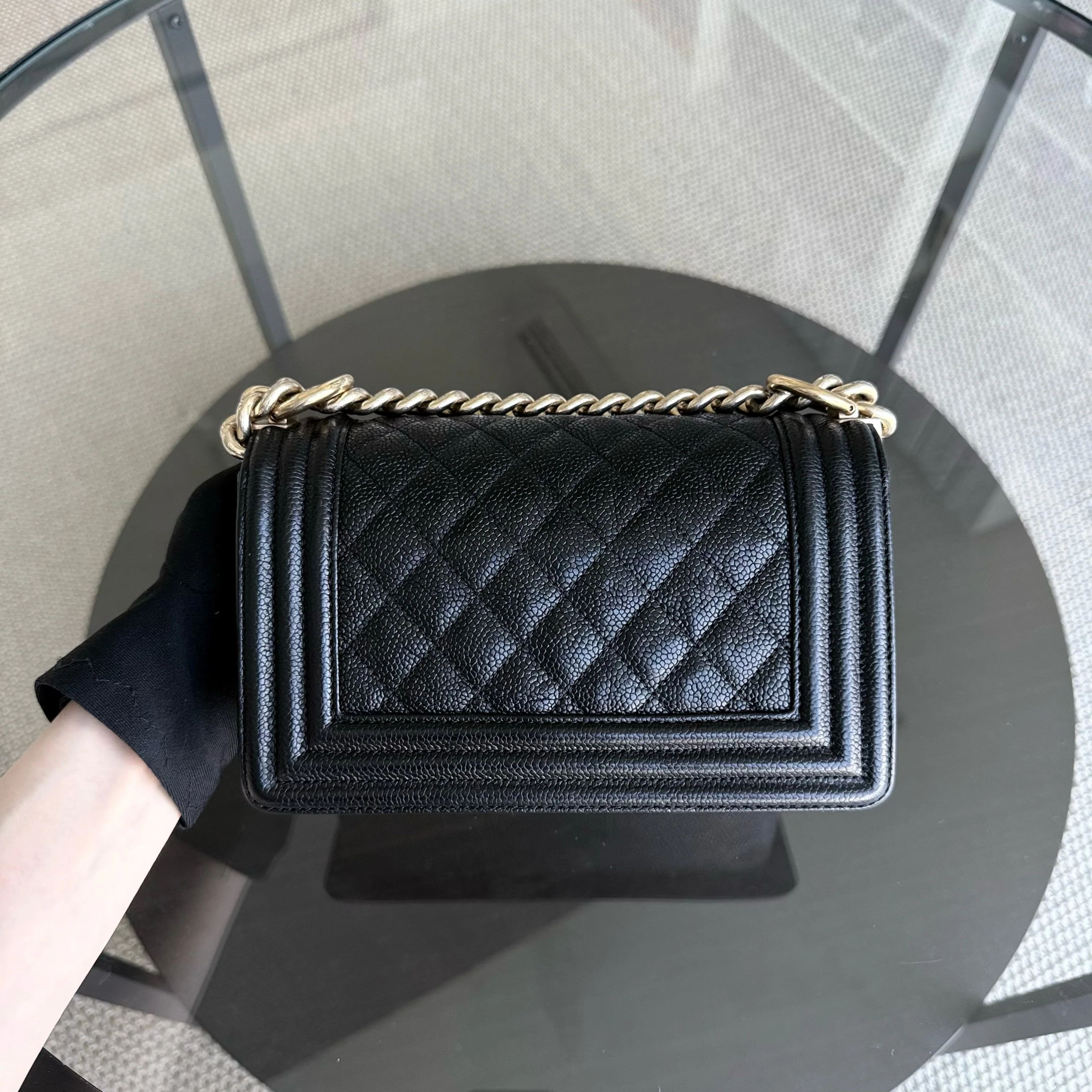 Chanel Boy Small - Caviar 20CM Quilted Black Gold Hardware Series 23