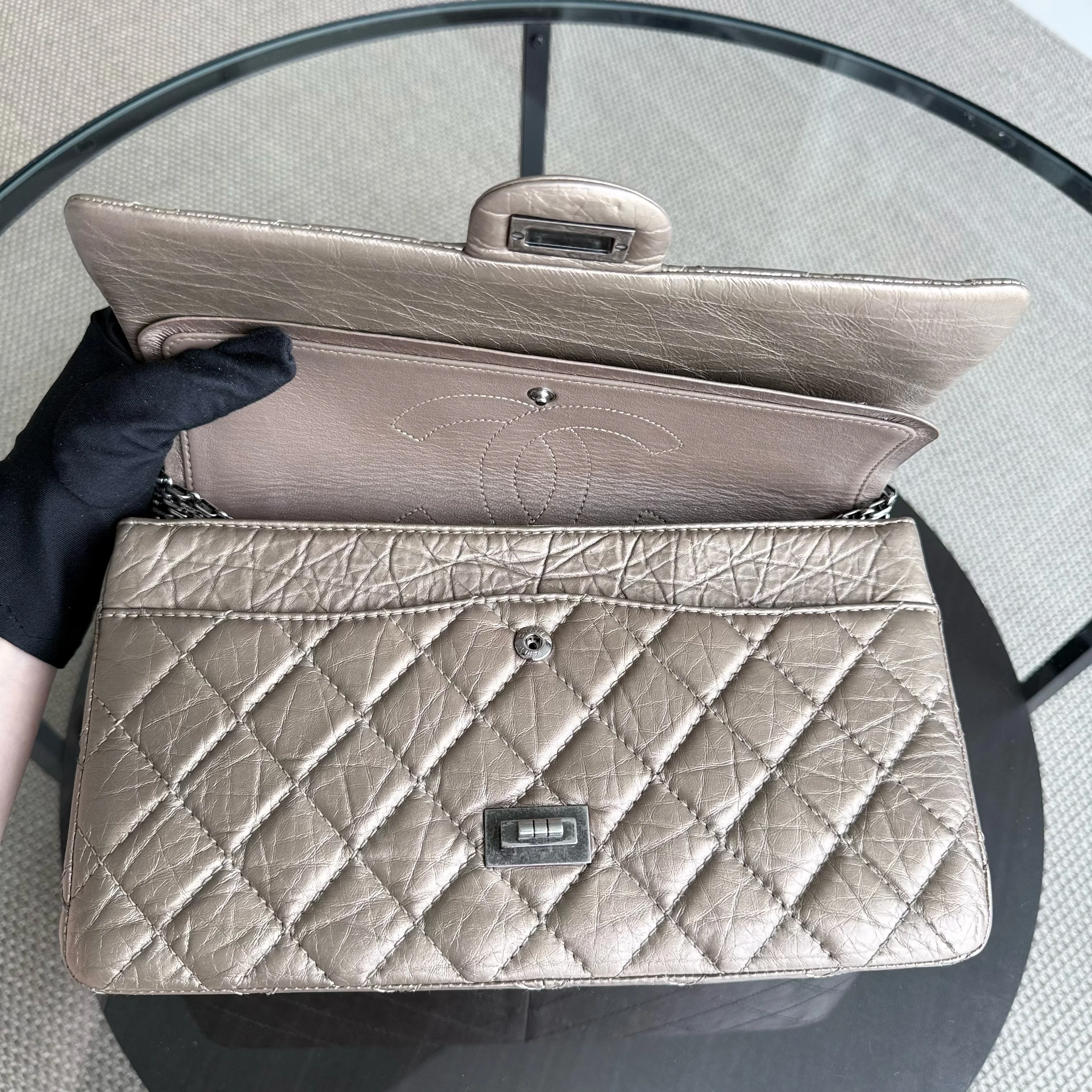 Chanel 2.55 Reissue 226 - Aged Calfskin Quilted Bronze Ruthenium Silver Hardware Series 17