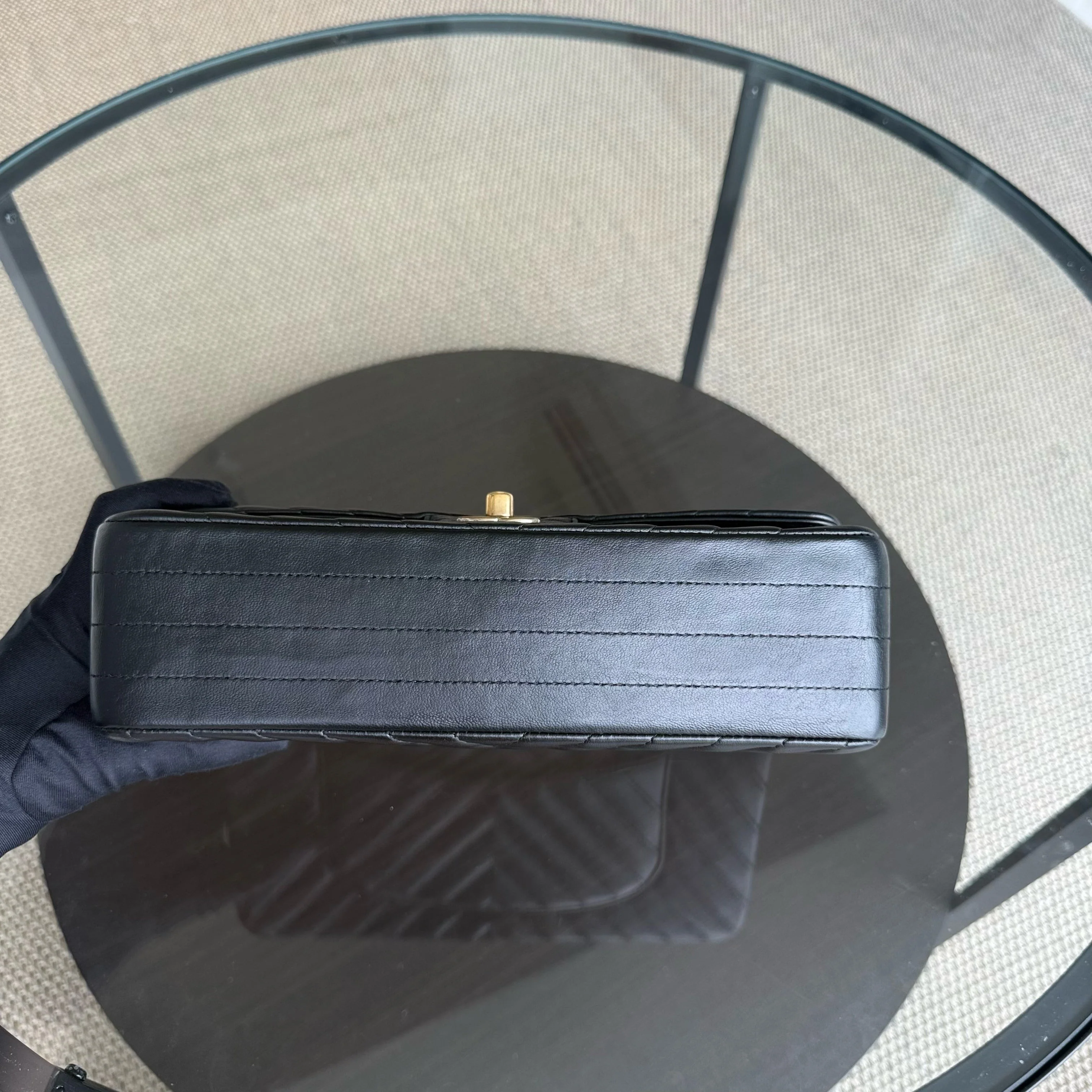 Chanel Classic Flap Medium - 25CM Chevron Lambskin Black Gold Hardware Series 23