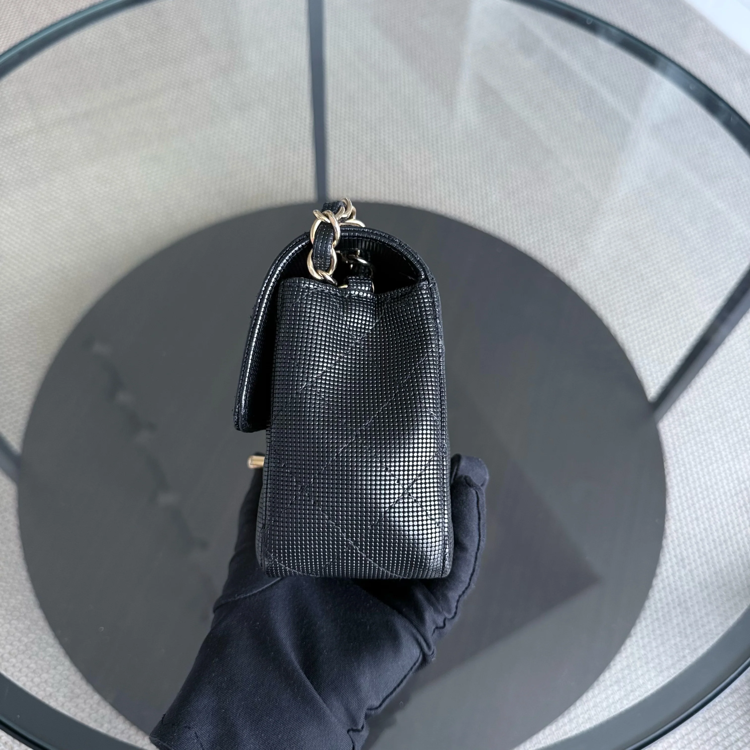 Chanel Classic Flap Mini - Pixelated Calfskin 20CM Limited Edition Quilted Black Gold Hardware Series 21