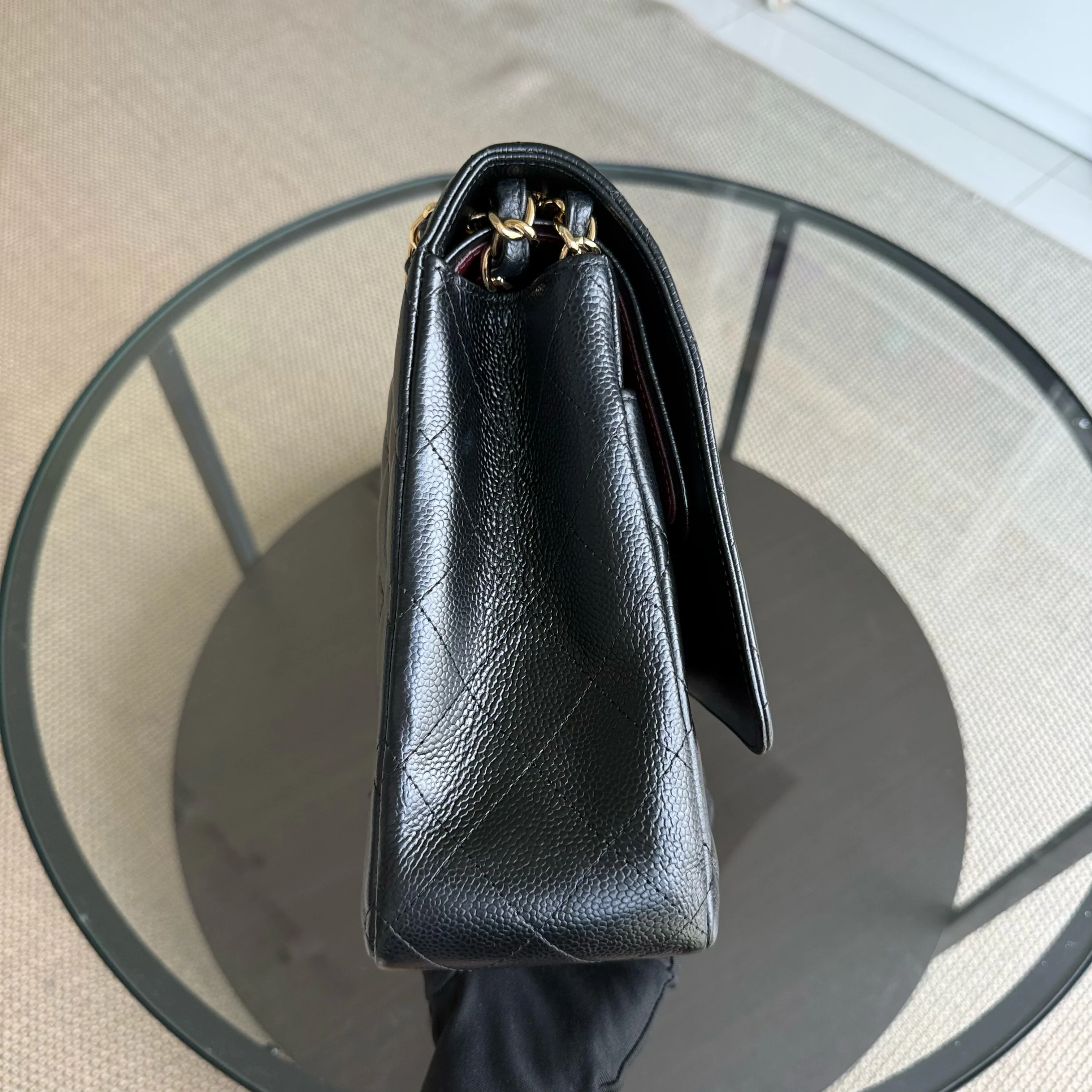 Chanel Classic Flap Maxi - Caviar Double Flap 33CM Quilted Black Gold Hardware Series 18