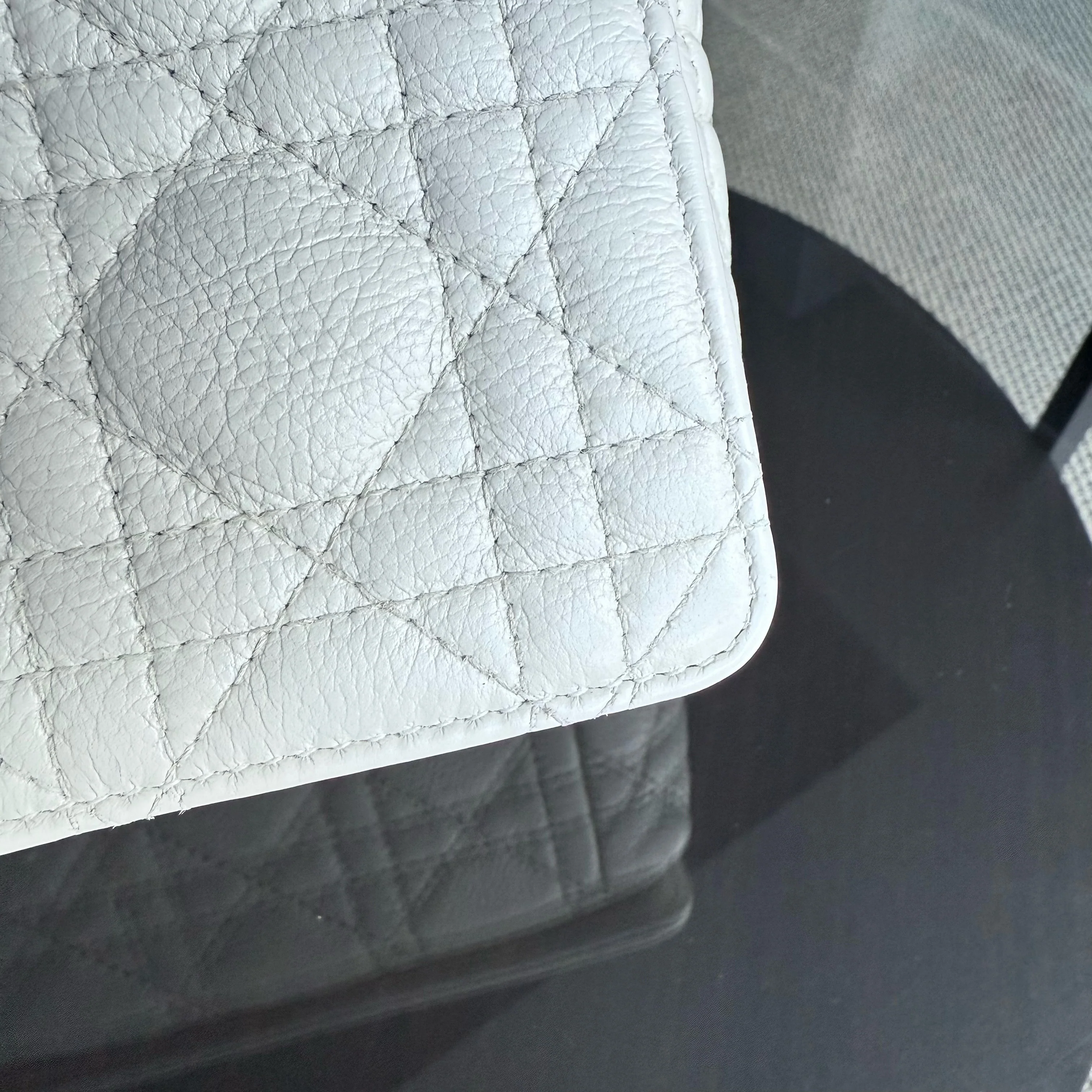 Dior Caro Medium - Cannage Grained Calfskin White Gold Hardware