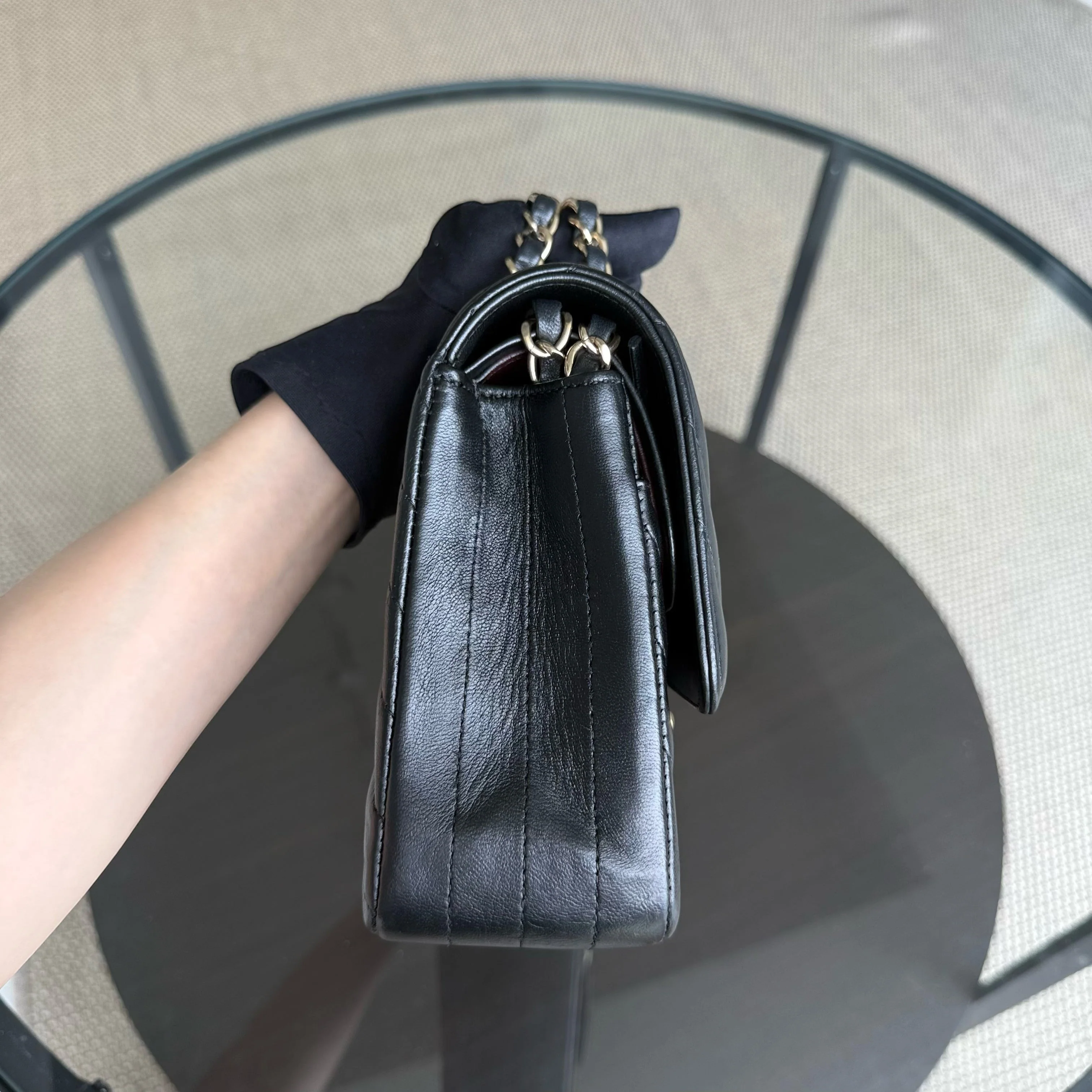 Chanel Classic Flap Medium - 25CM Chevron Lambskin Black Gold Hardware Series 23