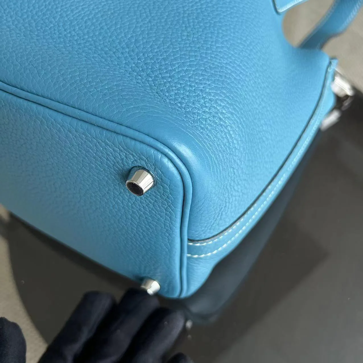 Hermes Picotin 18 - Blue Jean Mauve Pale Square R TC Clemence Silver Hardware