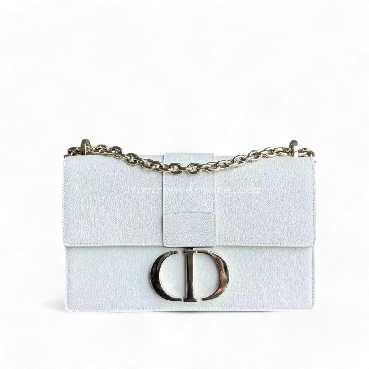 30 Montaigne East West Grained Calfskin Cream White Golden Hardware