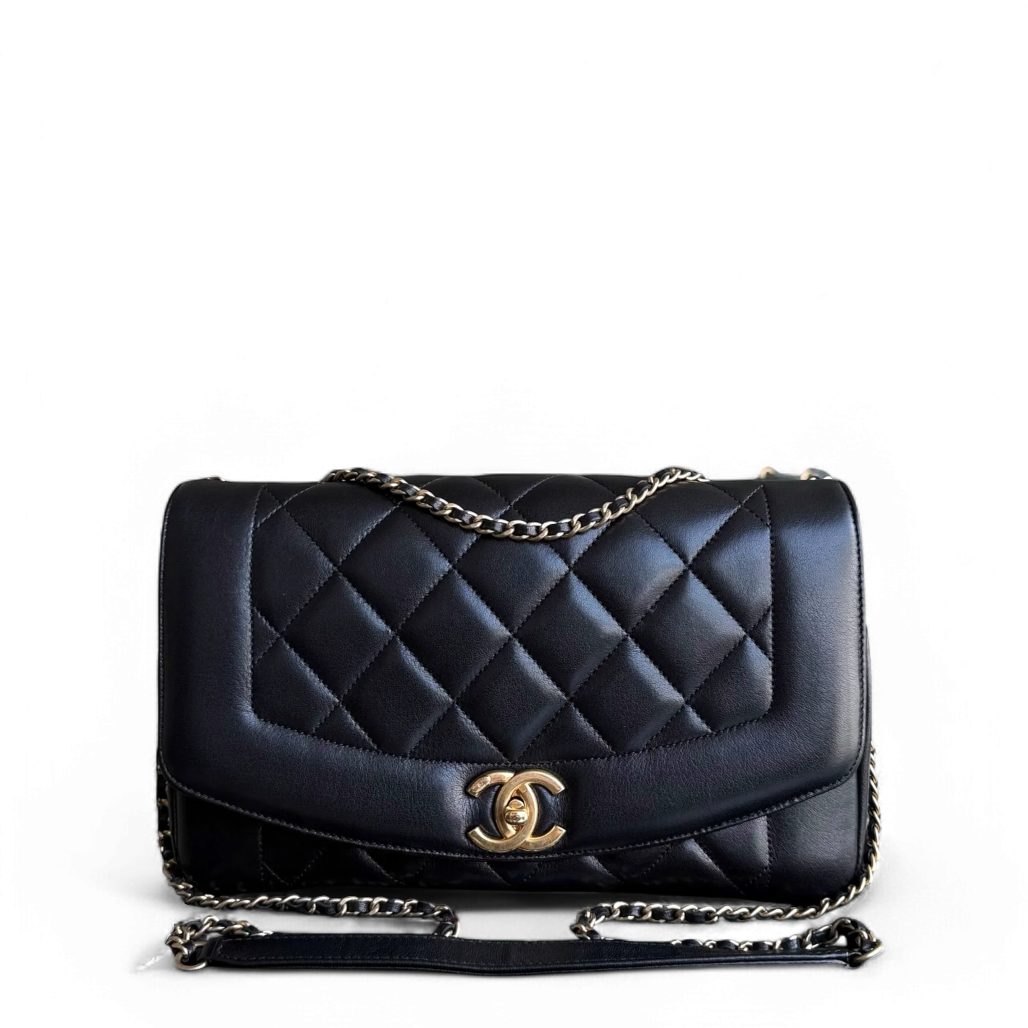 Chanel Diana Reissue - Quilted Lambskin 28CM Black Gold Hardware Series 20