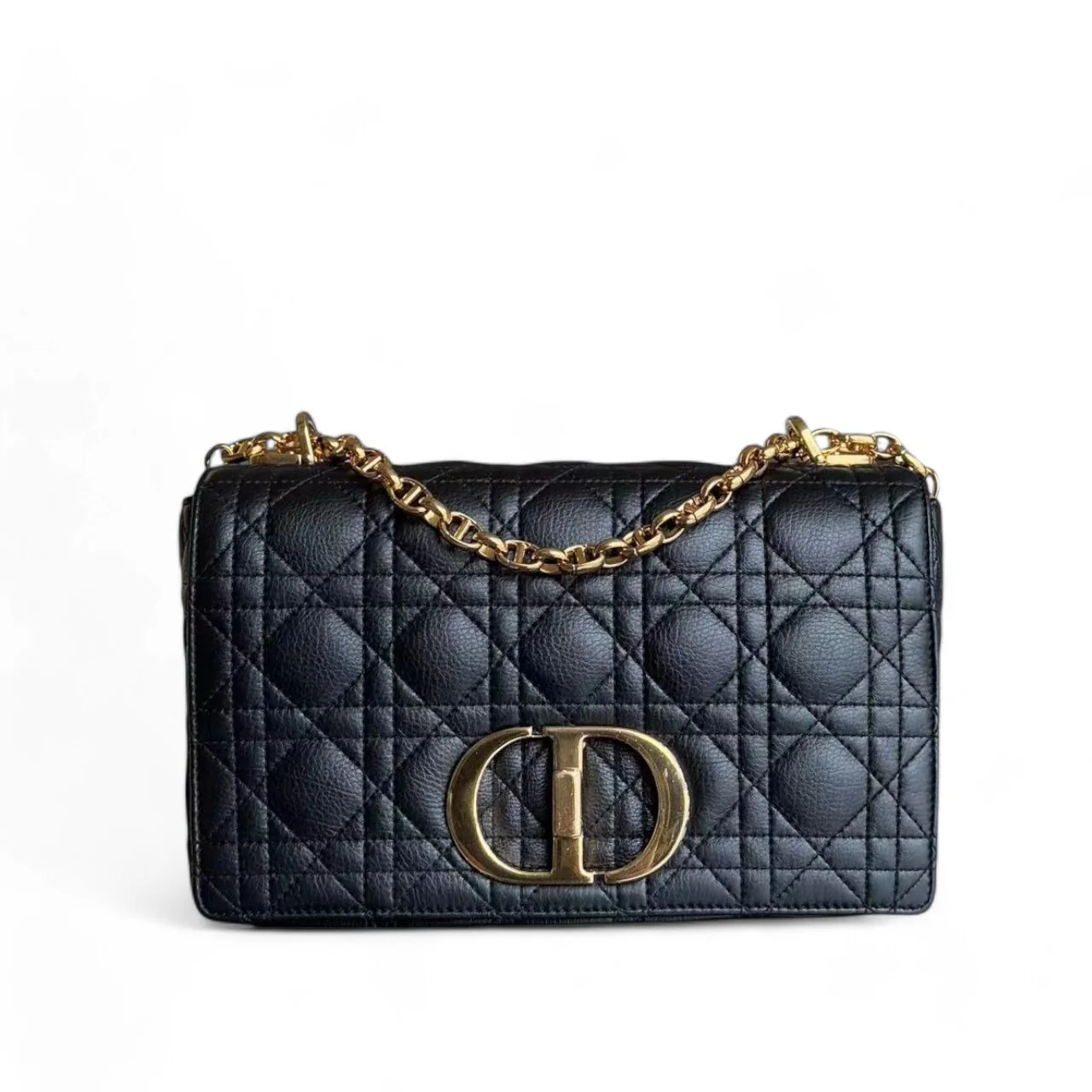 Dior Caro Medium - Cannage Grained Calfskin Black Gold Hardware