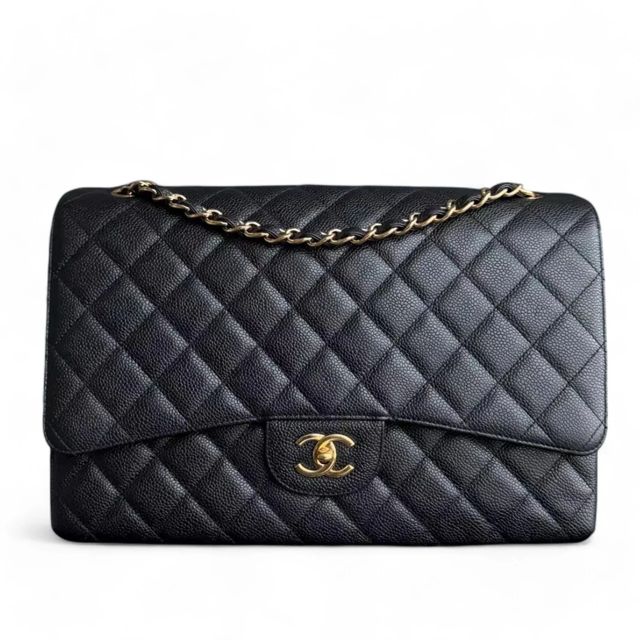 Chanel Classic Flap Maxi - Caviar Single Flap 33CM Quilted Black Gold Hardware