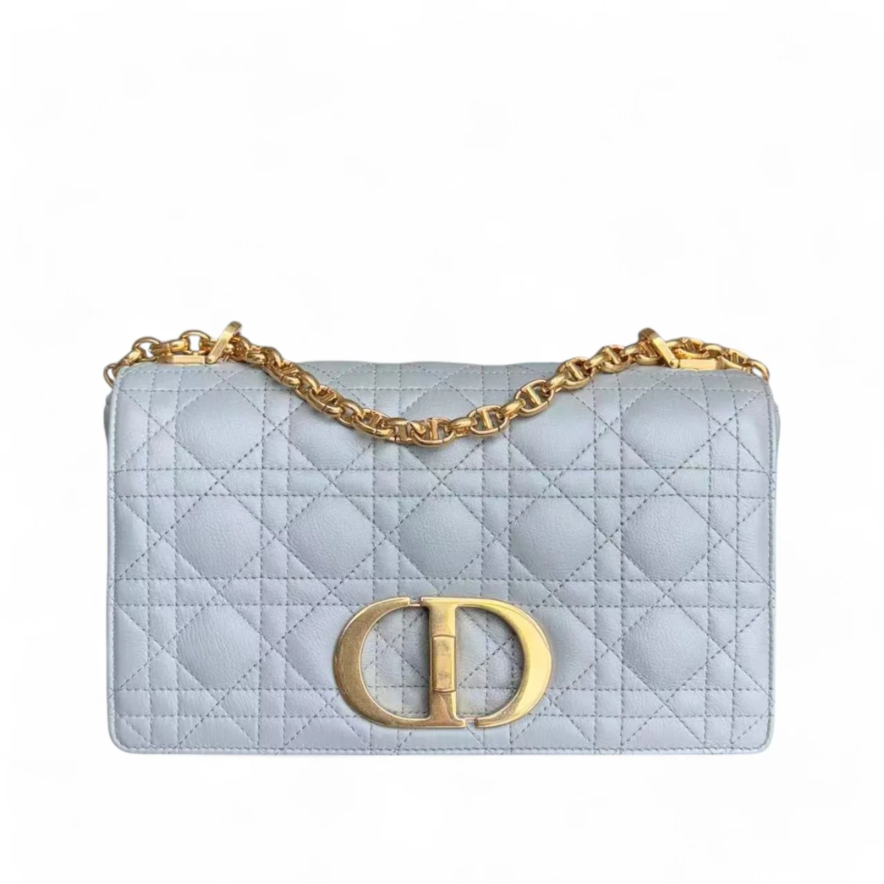 Dior Caro Medium - 25CM Cannage Calfskin Grey Gray Gold Hardware