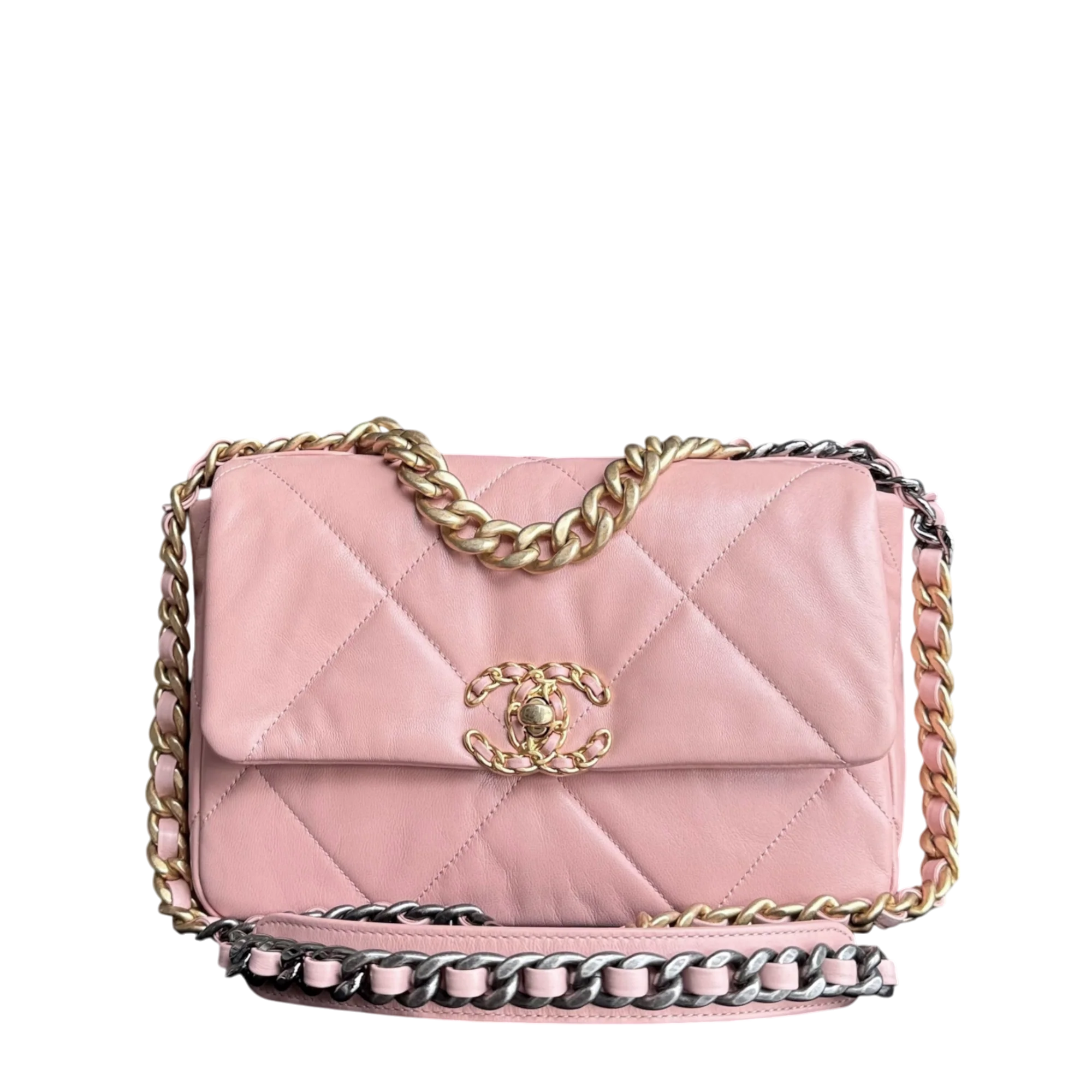 Chanel 19 Bag Small - C19 Sakura Pink Quilted Goatskin Two-tone Hardware Series 29