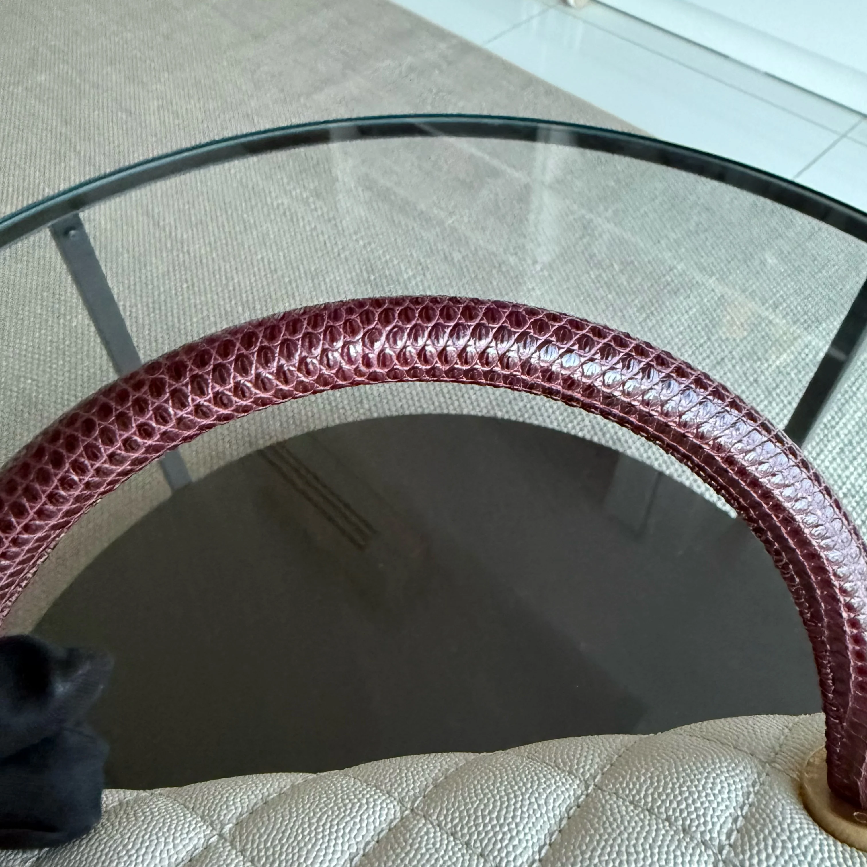 Chanel Coco Handle Medium - Caviar Quilted Lizard Handle White Gold Hardward 24