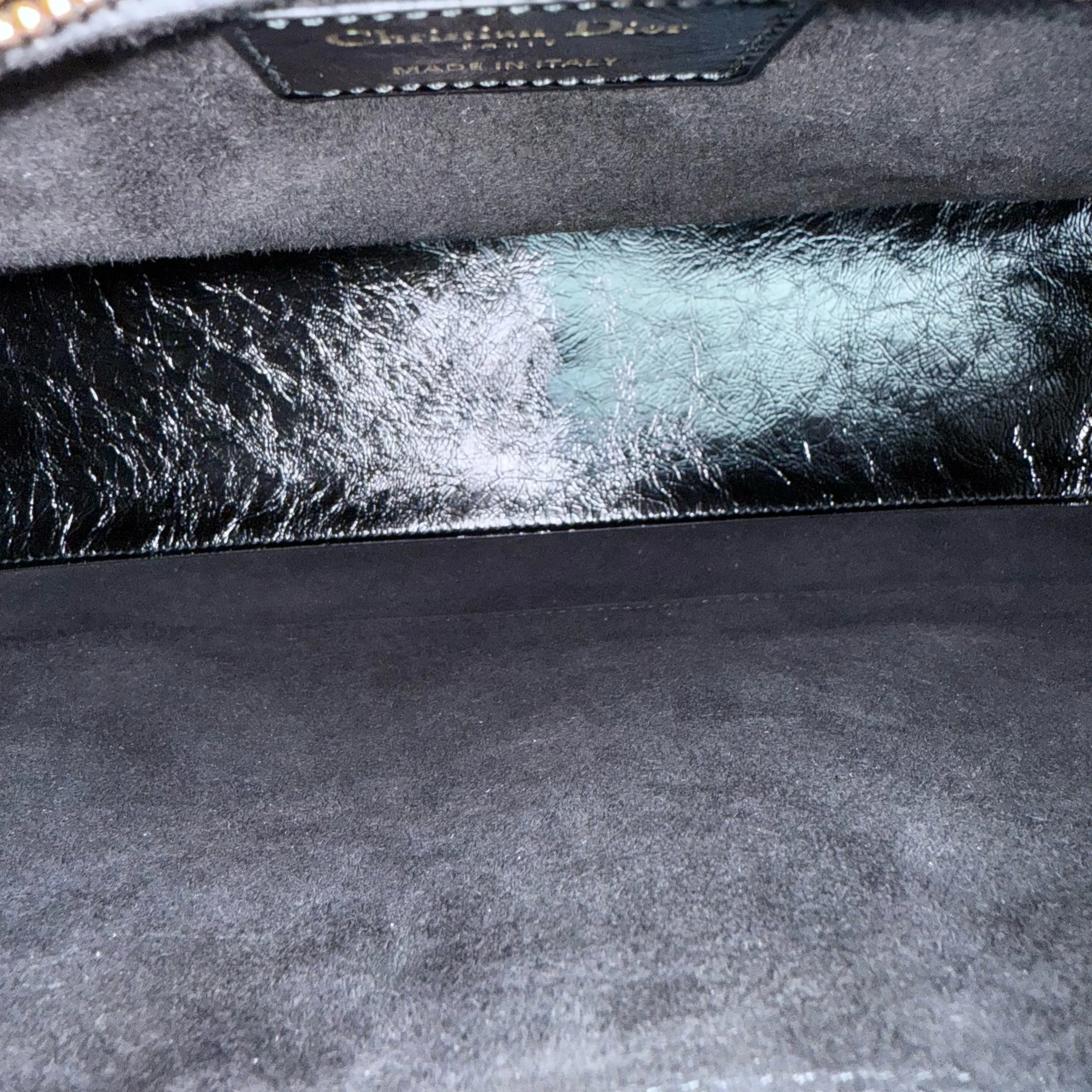 Dior Lady Large Flap - Canange Glazed Calfskin Black Gold Hardware