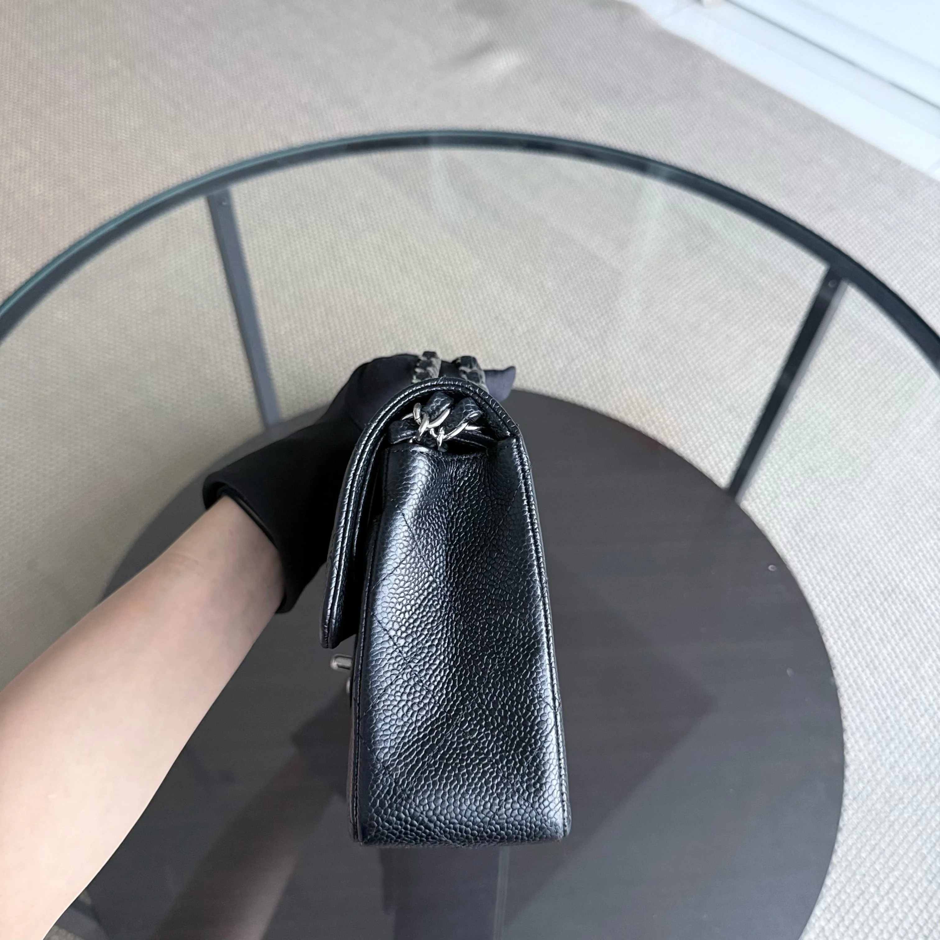 Chanel Classic Flap Small - Caviar 23CM Quilted Grained Calfskin Black Silver Hardware Series 12