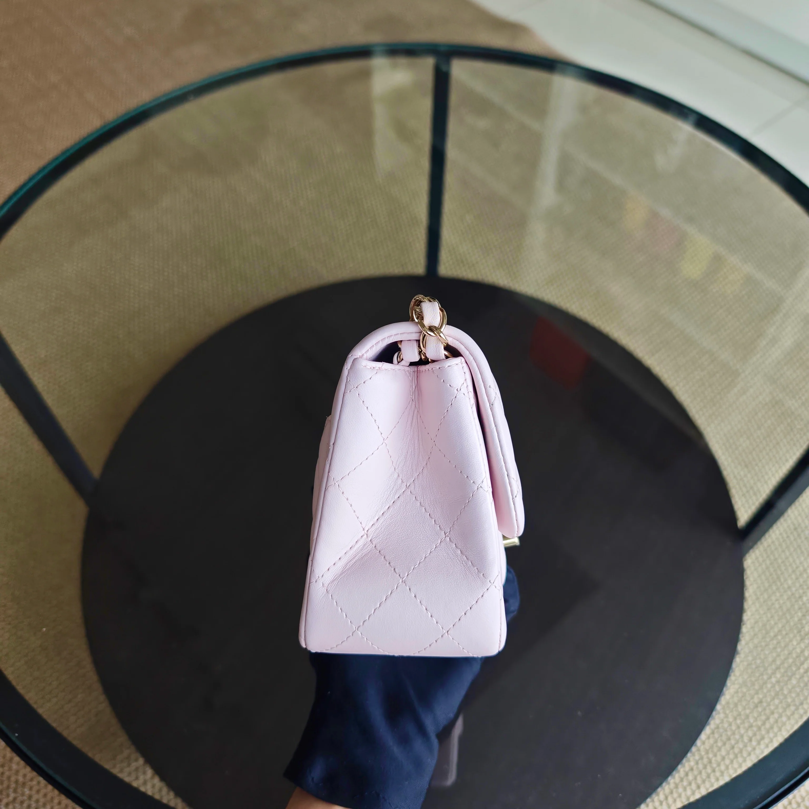 Chanel Classic Flap Mini Square - 17CM Quilted Lambskin Light Pink Gold Hardware Series 23