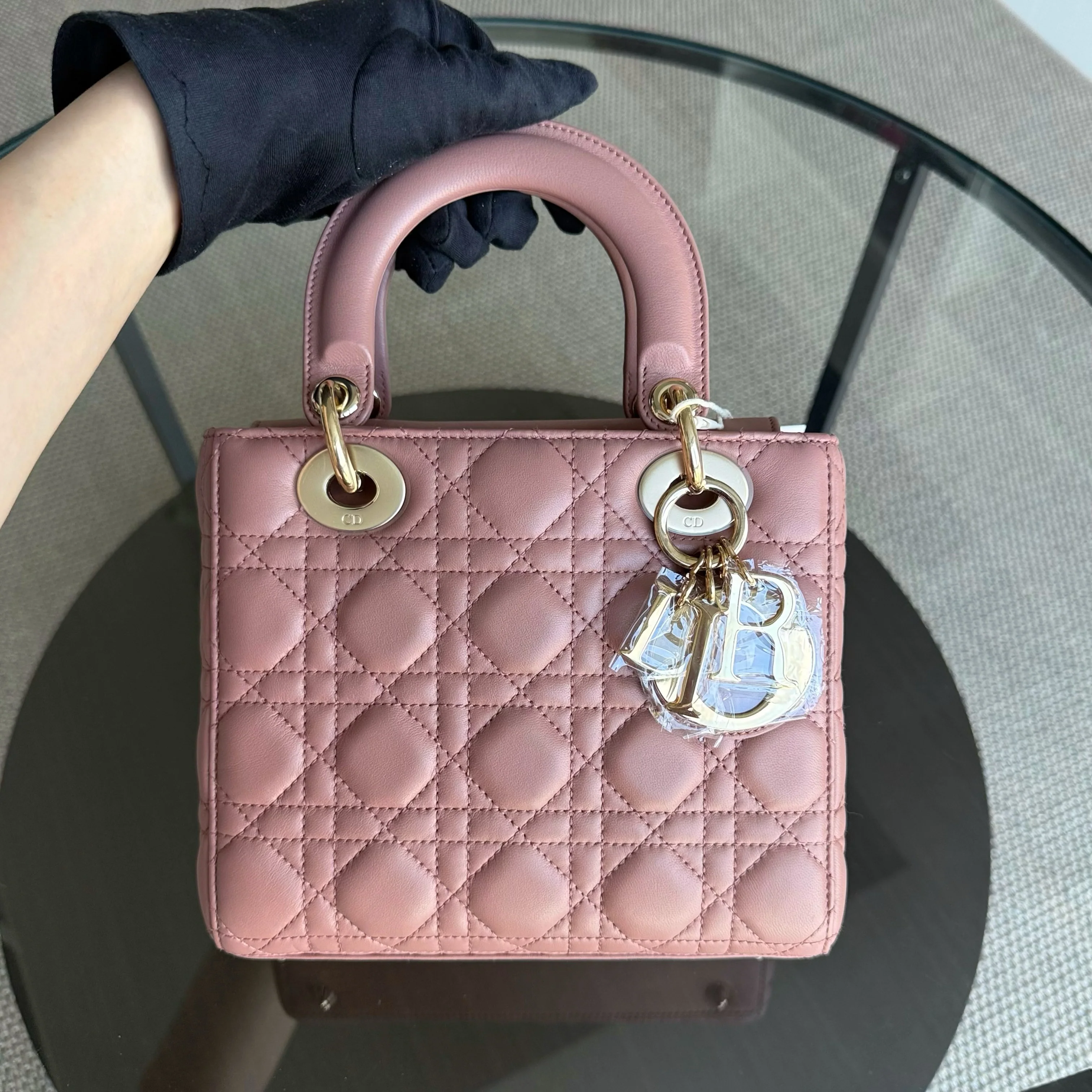 Dior Lady Small Flap - Cannage Lambskin Blush Pink Gold Hardware