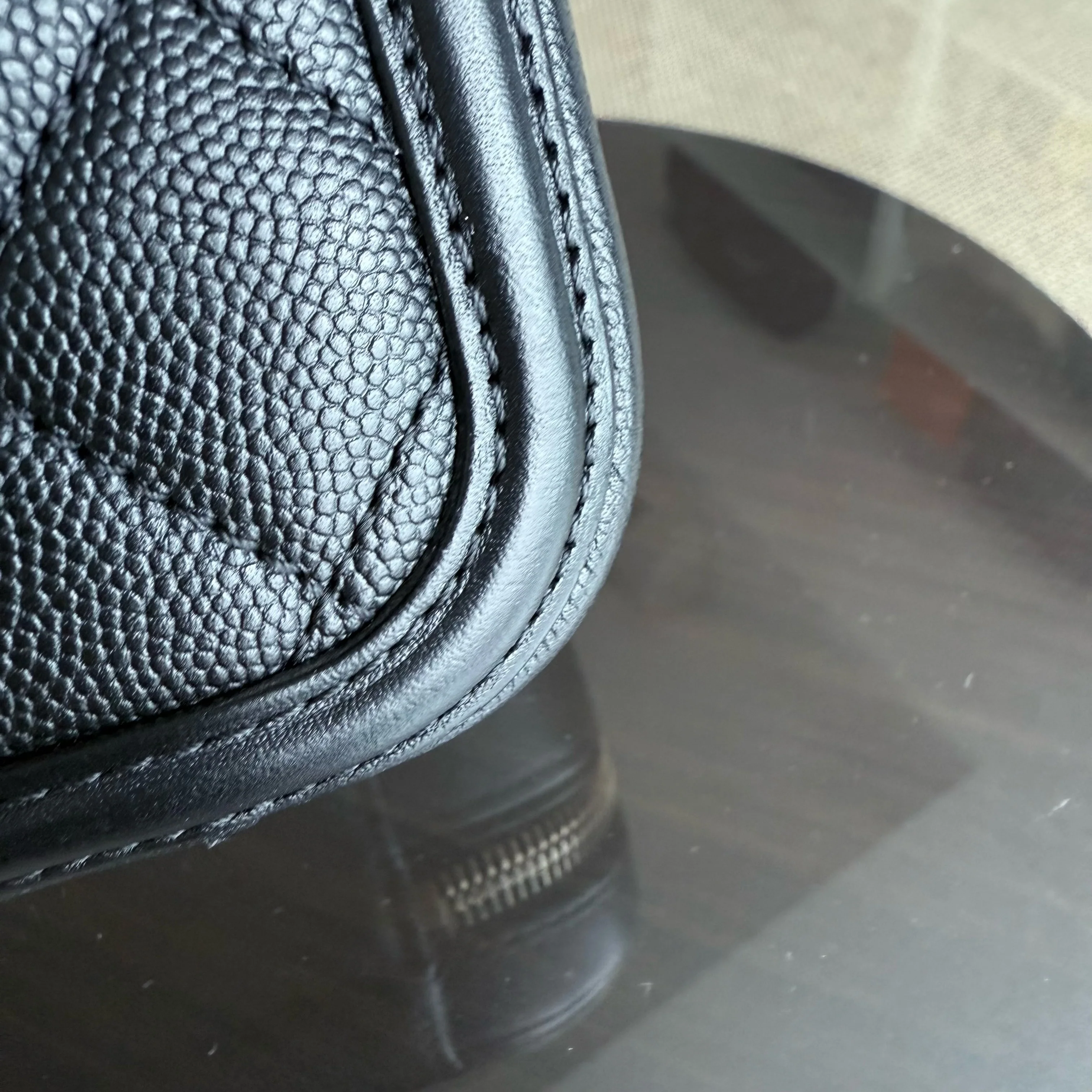 Chanel Filigree Vanity Case Medium - Caviar Quilted Grained Calfskin Black Gold Hardware Series 25