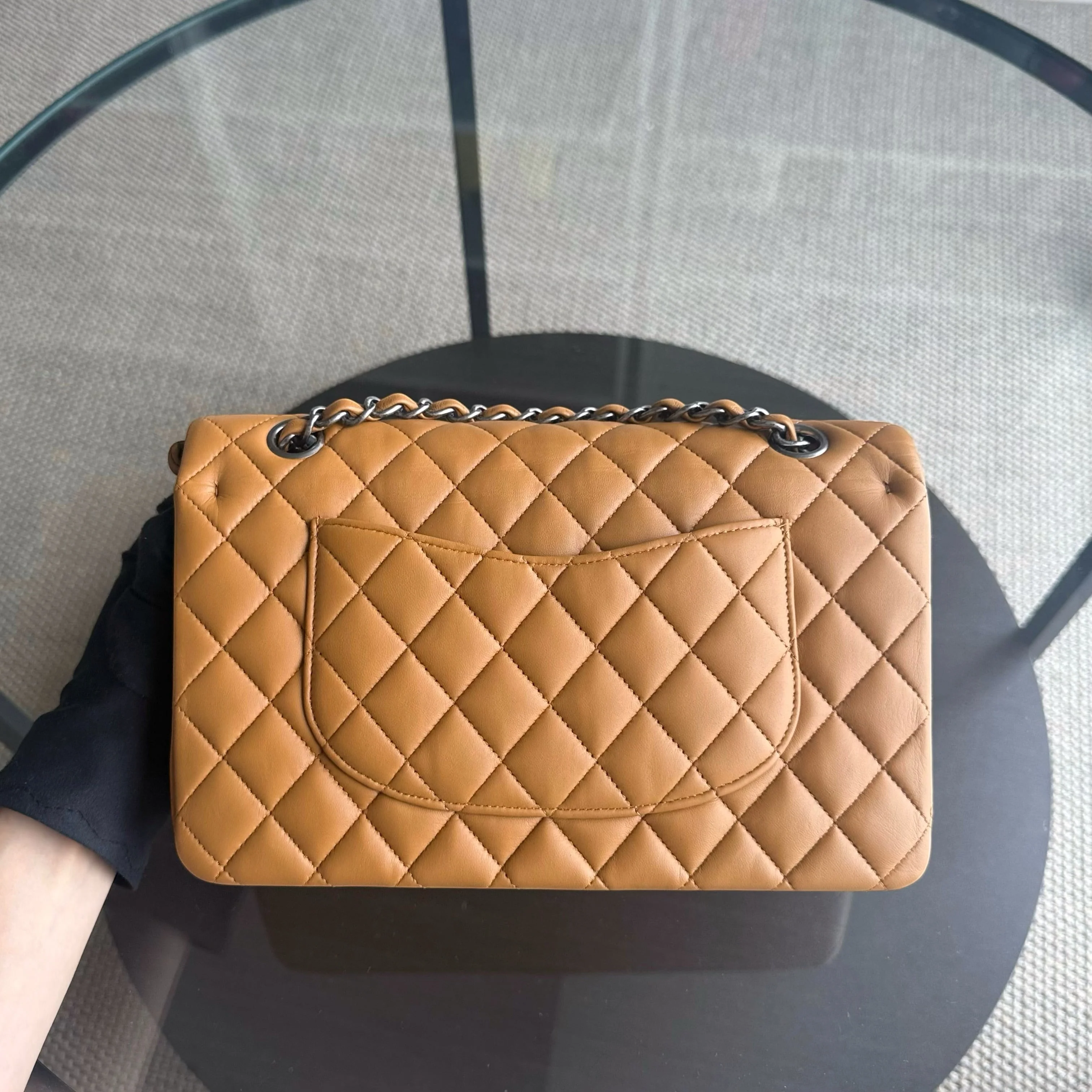 Chanel Classic Flap Medium - 25CM Quilted Lambskin Caramel Silver Hardware Series 19