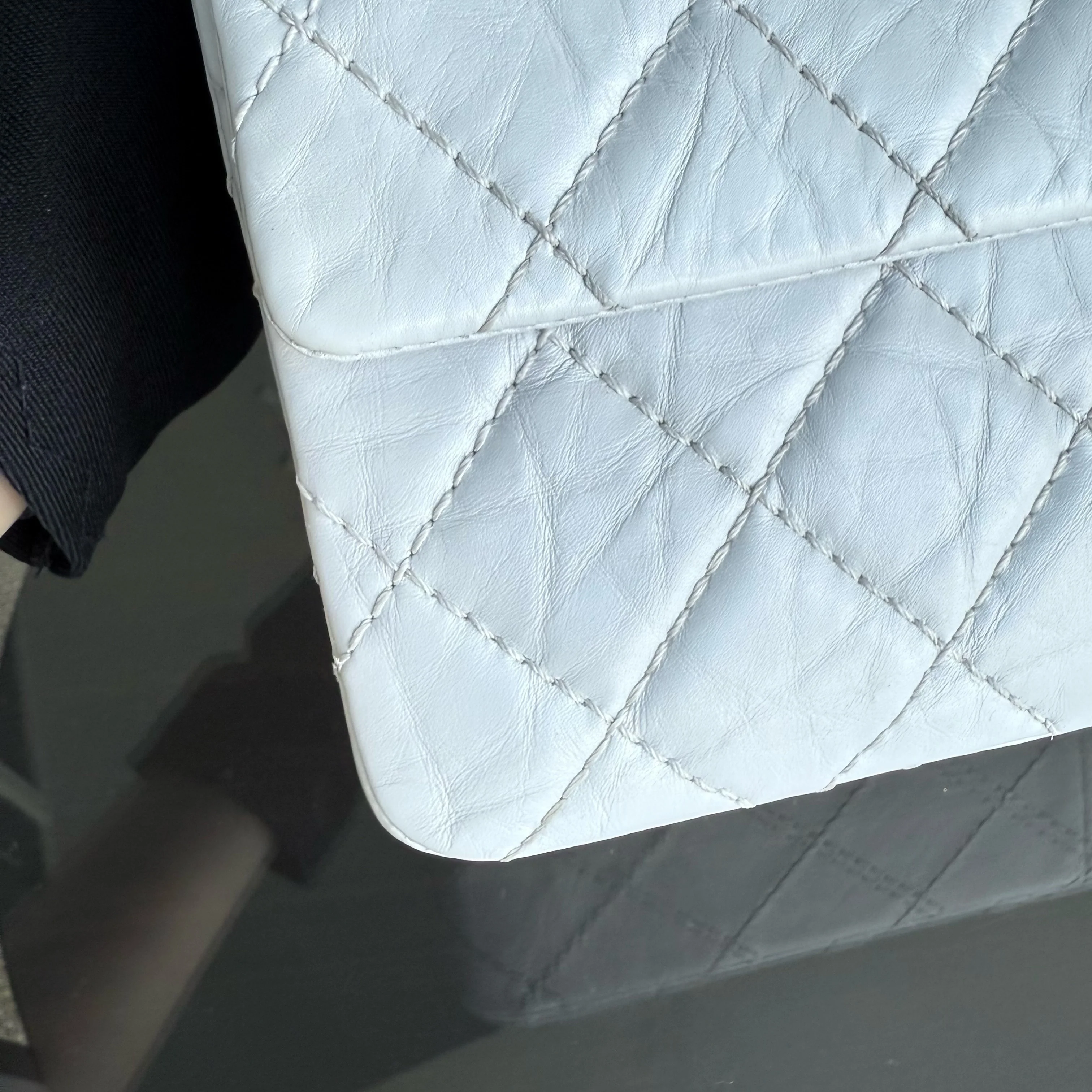 Chanel 2.55 Reissue 226 - Quilted Aged Calfskin White Ruthenium Black Hardware Series 12