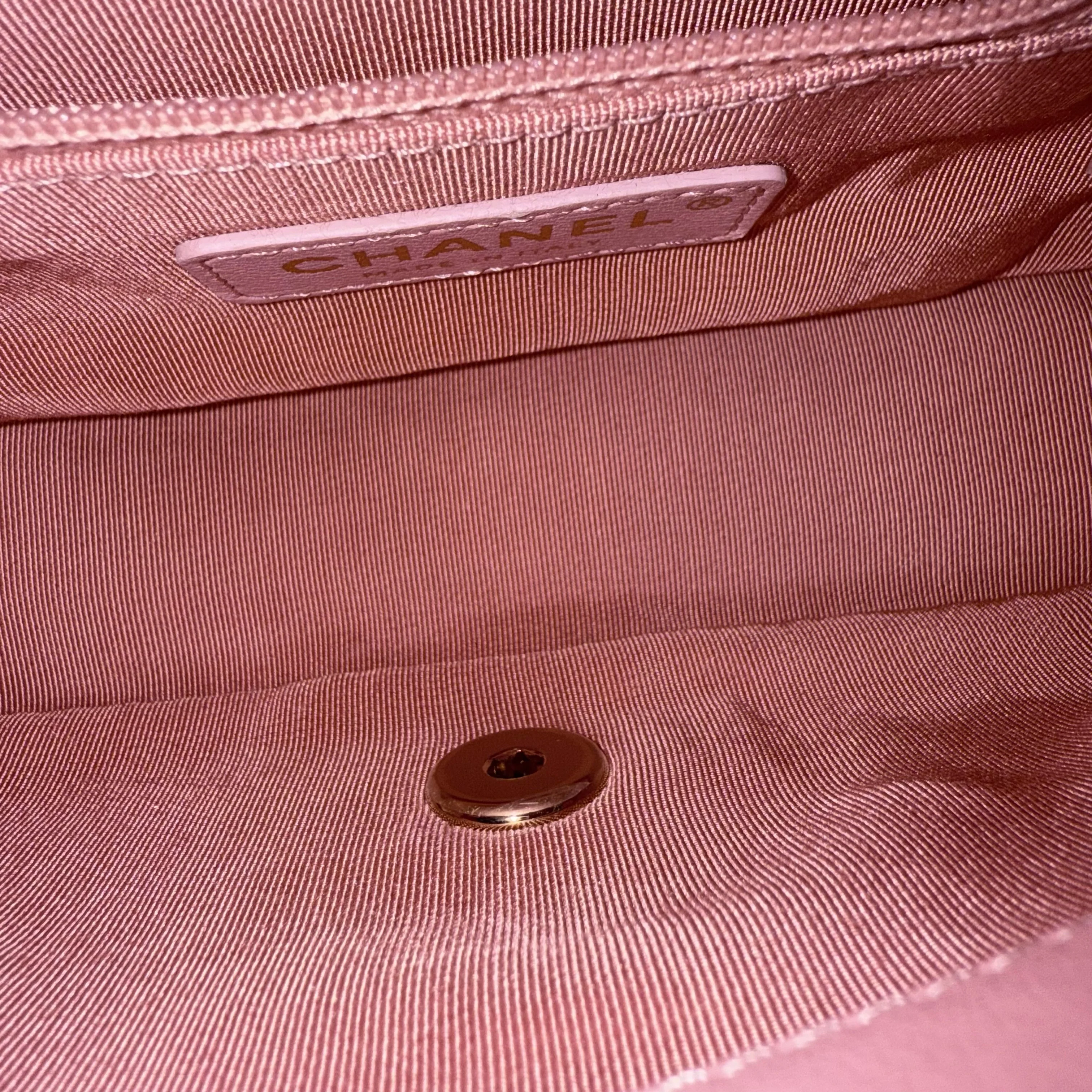 Chanel Classic Flap Mini Square Pearl Tweed - 20CM Pink Gold Hardware Series 27