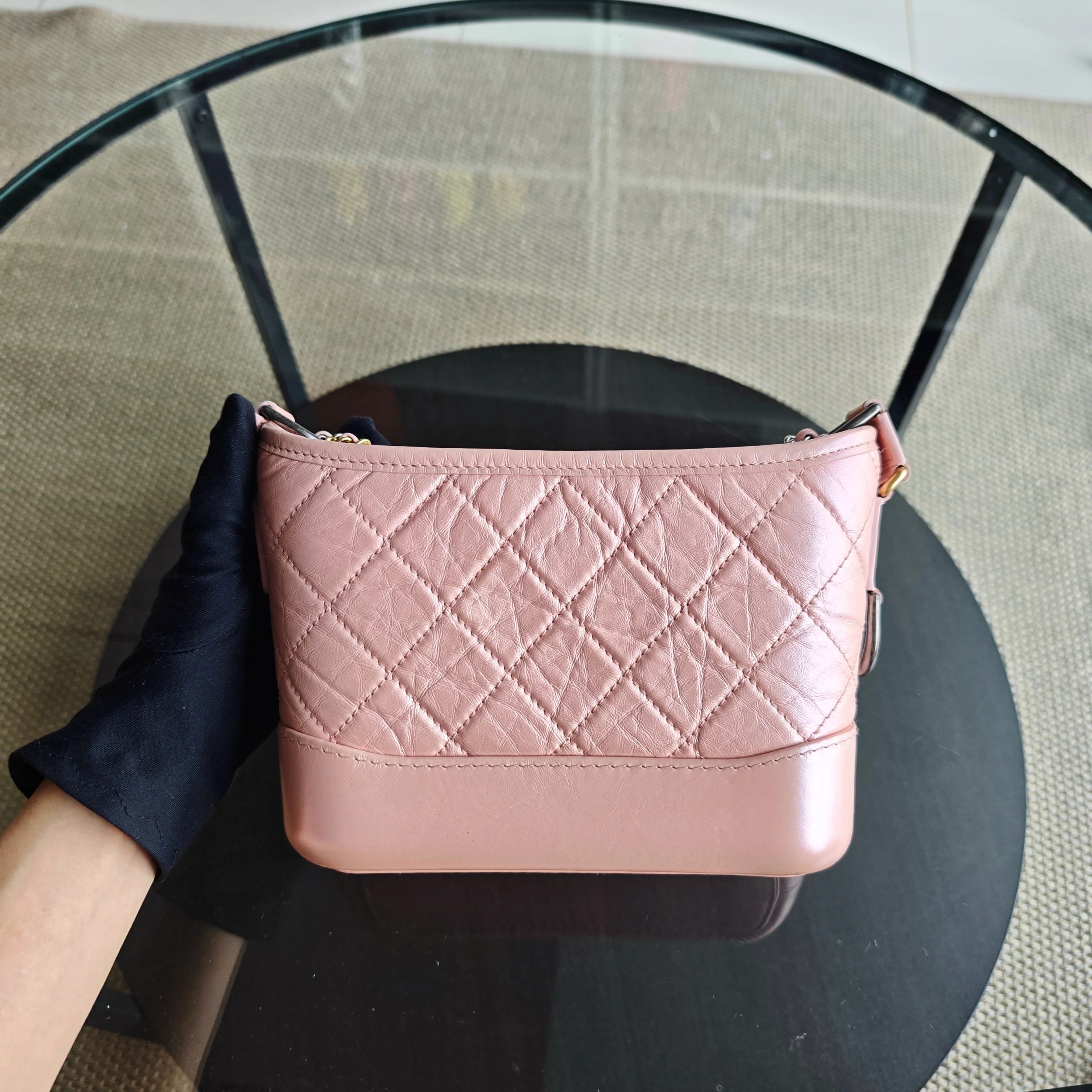 Chanel Gabrielle Small - Quilted Irridescent Pink Calfskin Gold Hardware Series 27