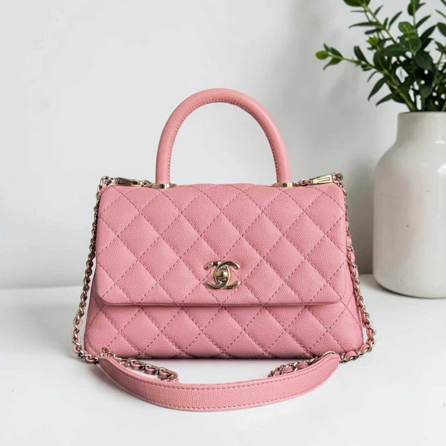 Chanel Coco Handle Small - Caviar Quilted Pink Gold Hardware Series 27