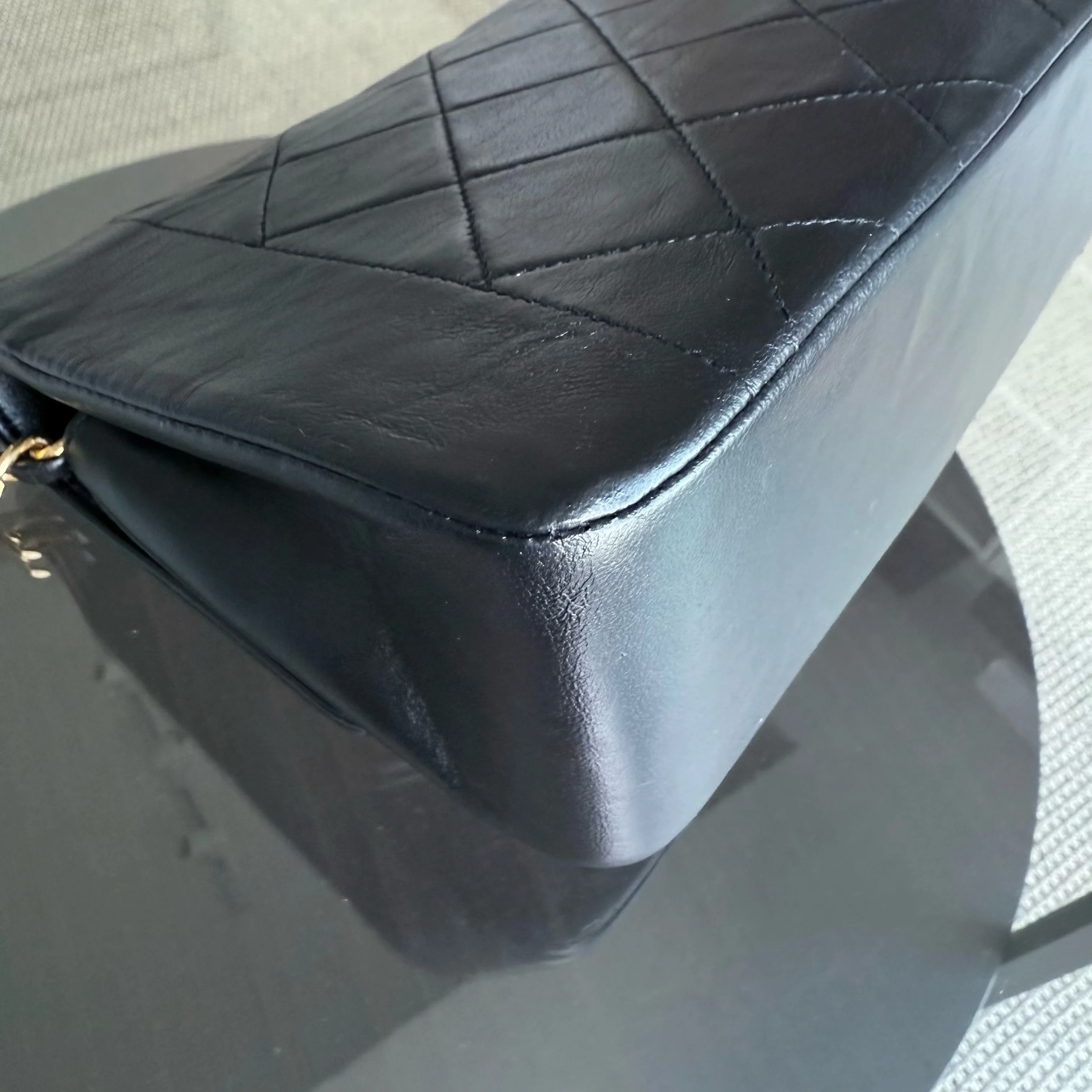 Chanel Diana Vintage - Quilted Lambskin Black Gold Hardware Series 2