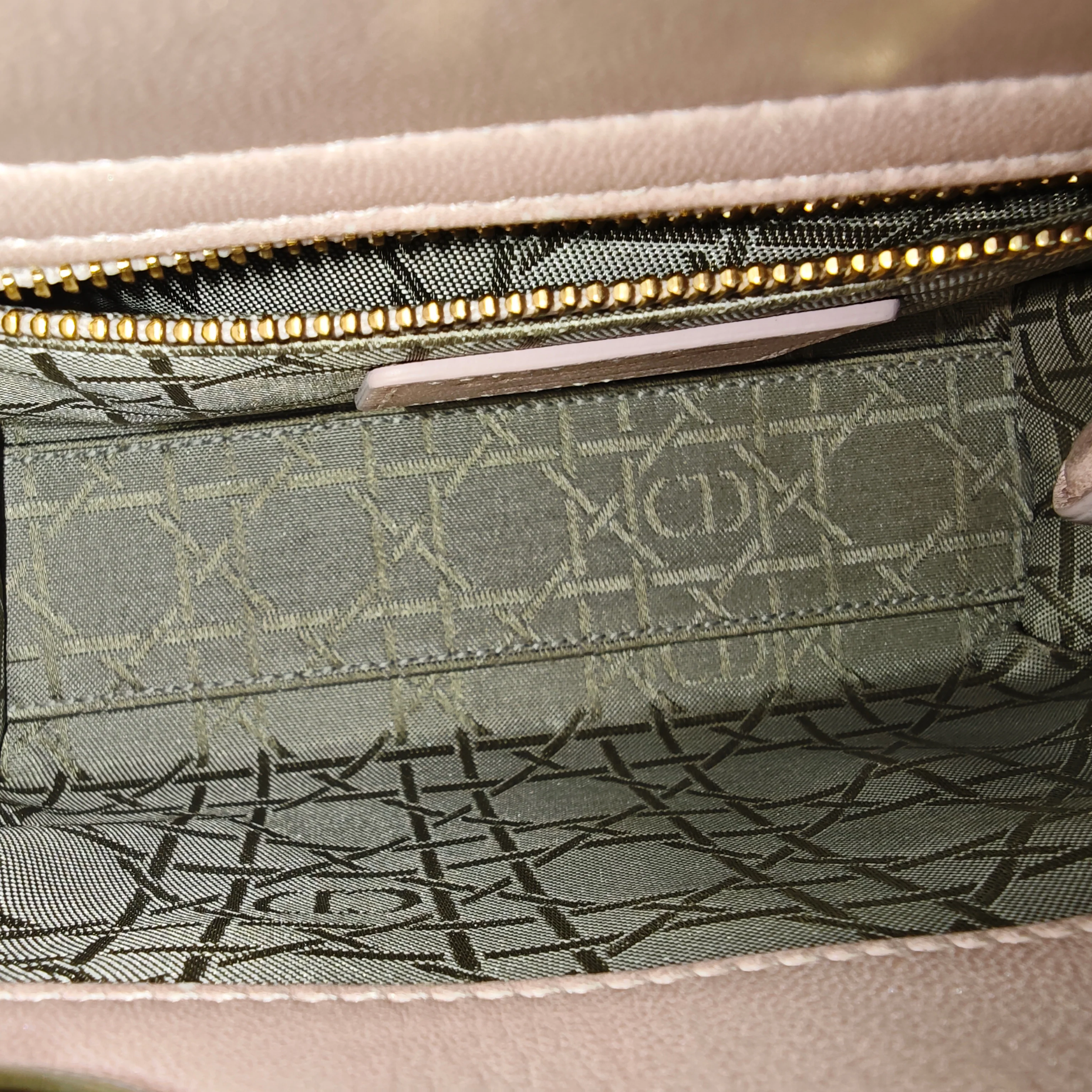 Dior Lady Mini - Cannage Lambskin Light Pink Gold Hardware Chain Strap