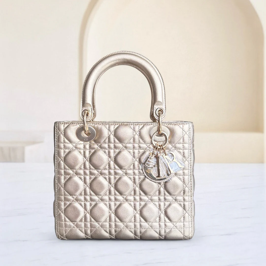 Dior Lady Medium Flap - Cannage Calfskin Gold Hardware NO STRAP