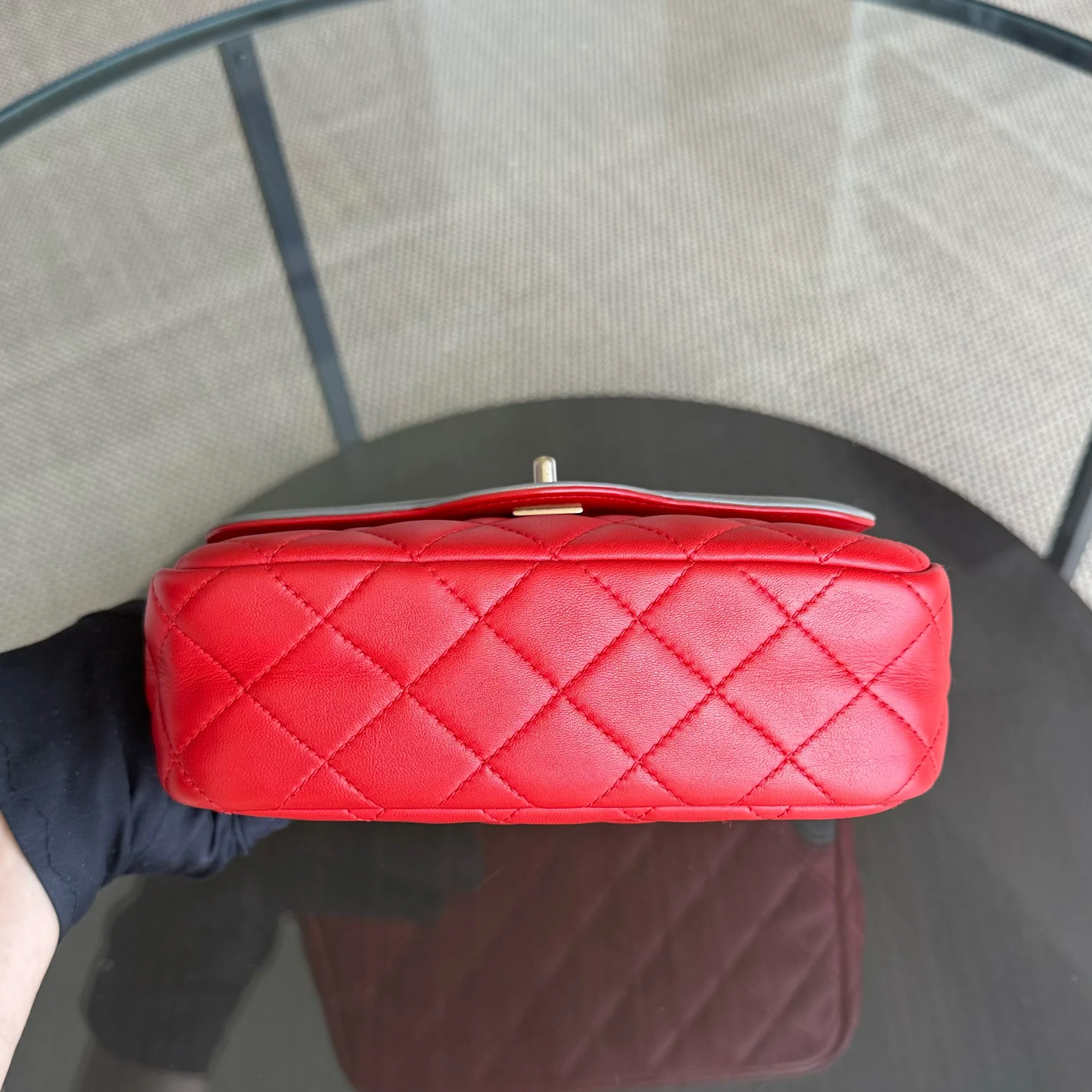 Chanel Seasonal Flap Two-Tone Quilted Lambskin Red Grey GHW No 23