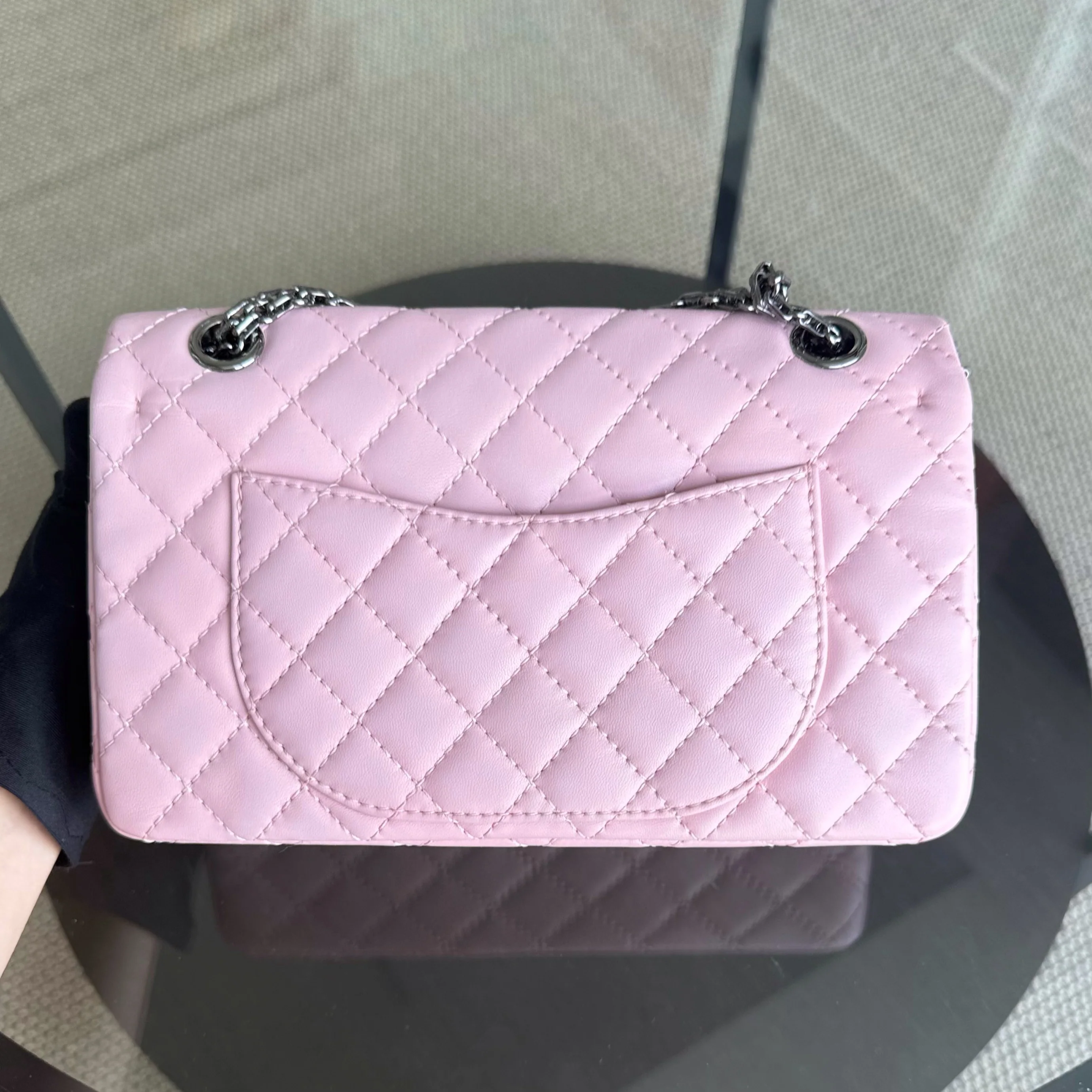 Chanel 2.55 Reissue 225 - 24CM Quilted Lambskin Sakura Light Pink Black Hardware Series 13