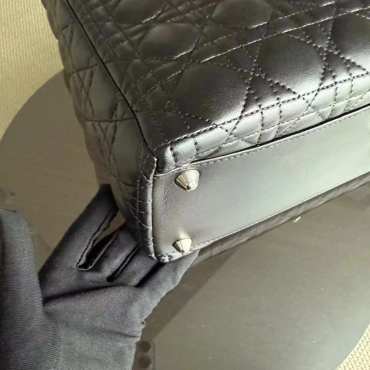 *Recolored* Dior Lady Large - Cannage Lambskin Black Silver Hardware