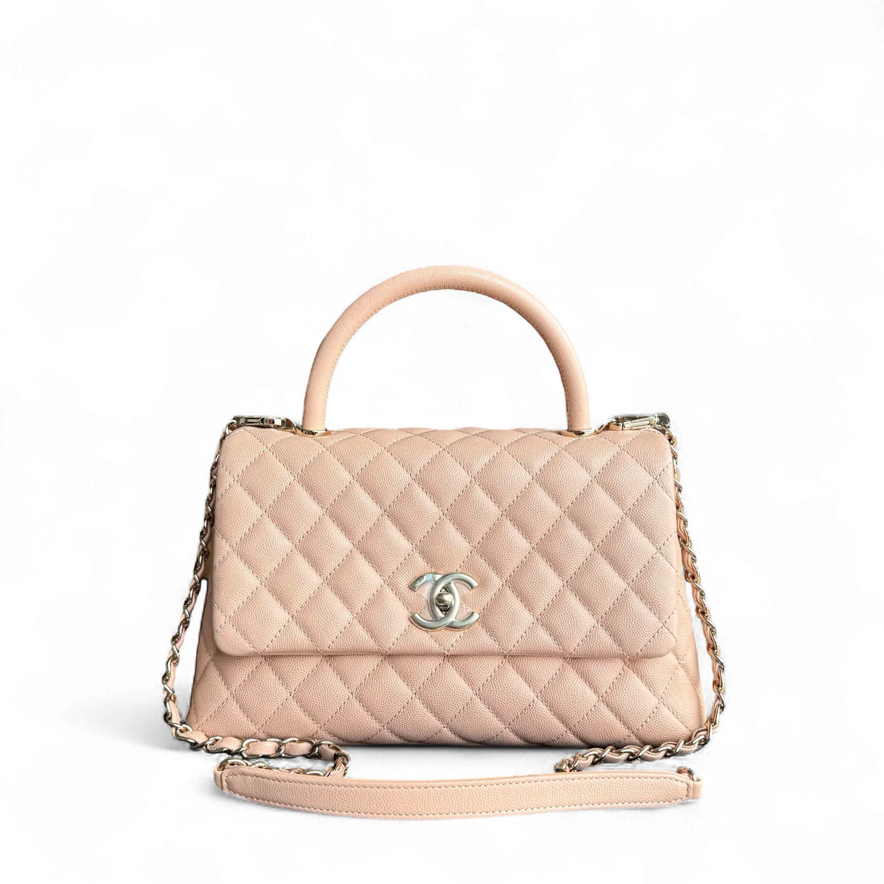 Chanel Coco Handle Medium - Caviar Quilted Grained Calfskin Beige Gold Hardware Series 31