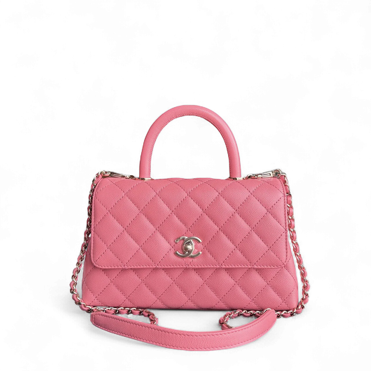 Chanel Coco Handle Small Microchip - Caviar Quilted Pink Gold Hardware