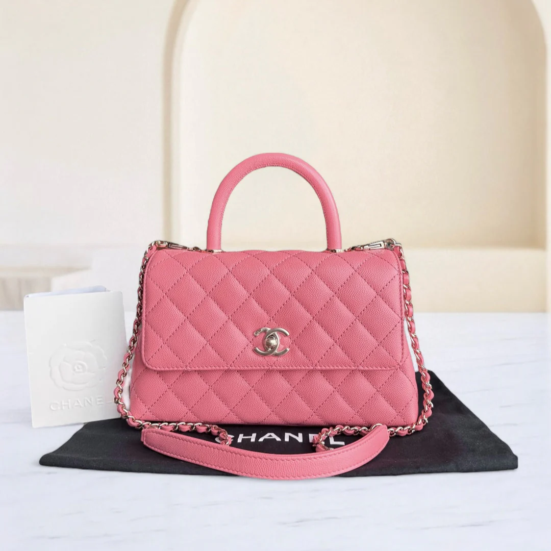 Chanel Coco Handle Small Microchip - Caviar Quilted Pink Gold Hardware