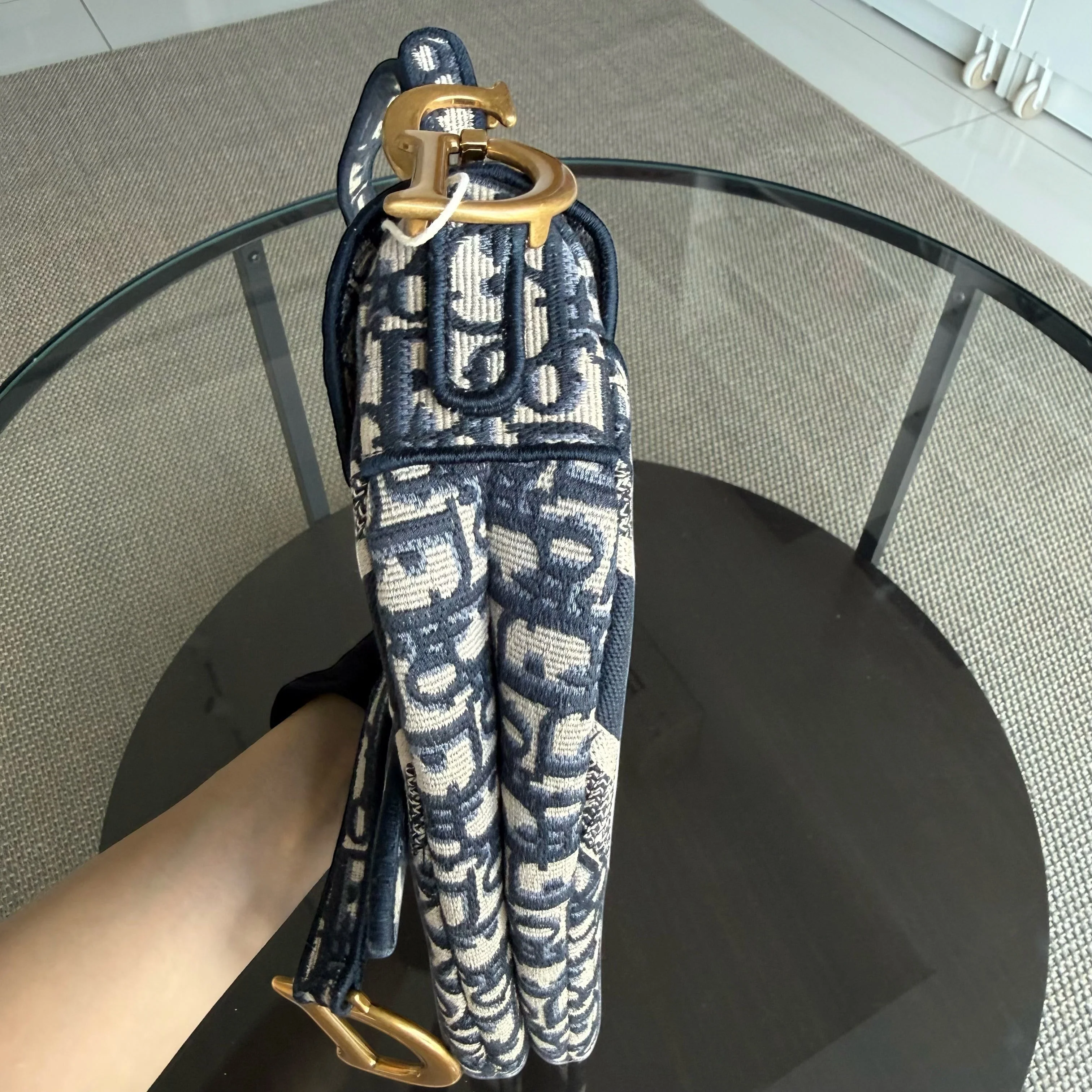 Dior Saddle Medium - Oblique Canvas Monogram Dark Blue Gold Hardware